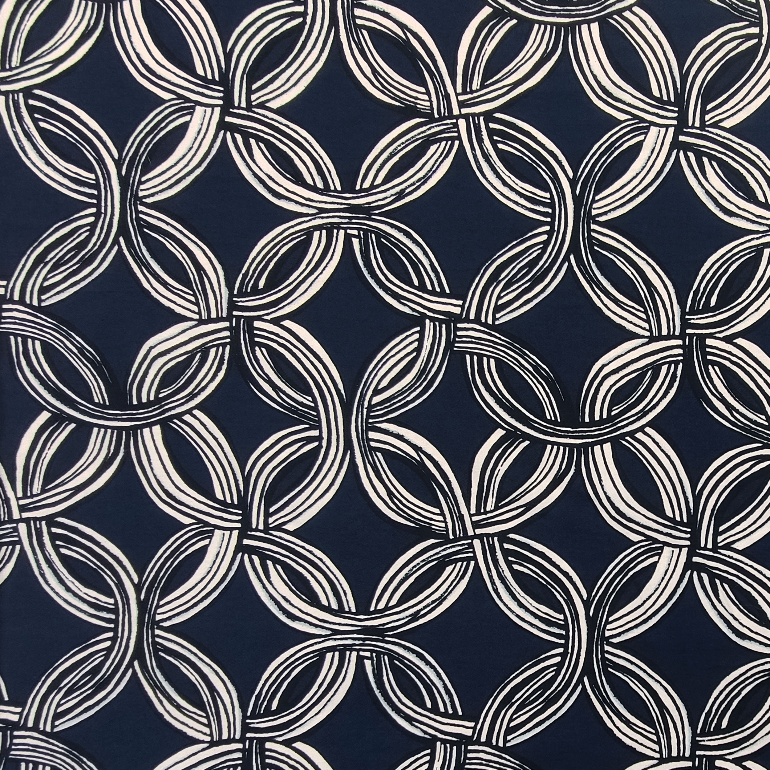 Misto Viscosa Navy con Fantasia Cerchi Intrecciati