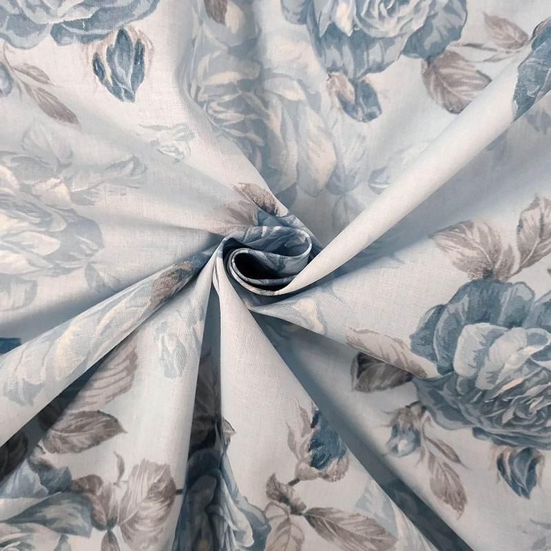 Tessuti cotone rose azzurre