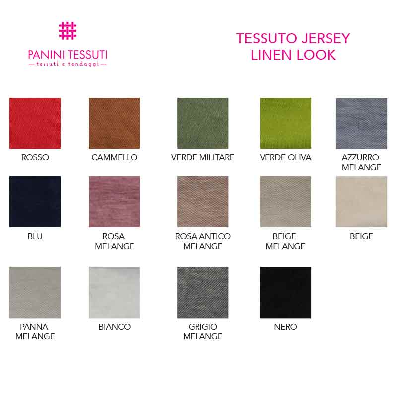 Tessuto Jersey Linen Look Bianco 