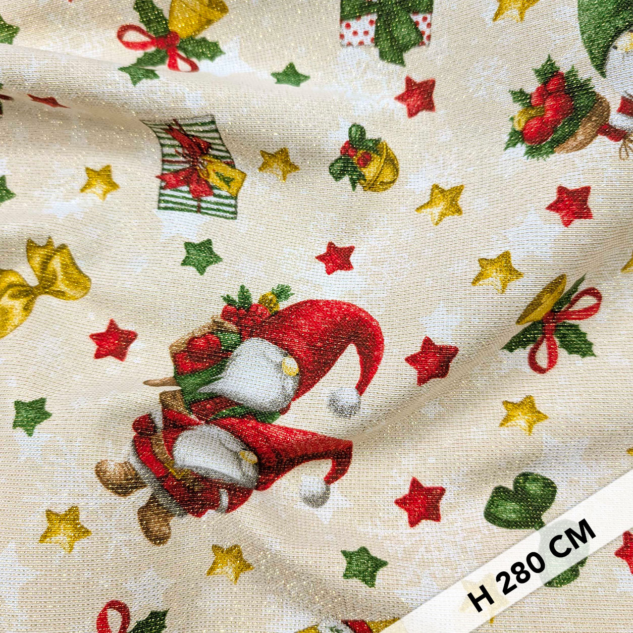 Panama Natalizio Oro Chiaro Lurex con Gnomi Image