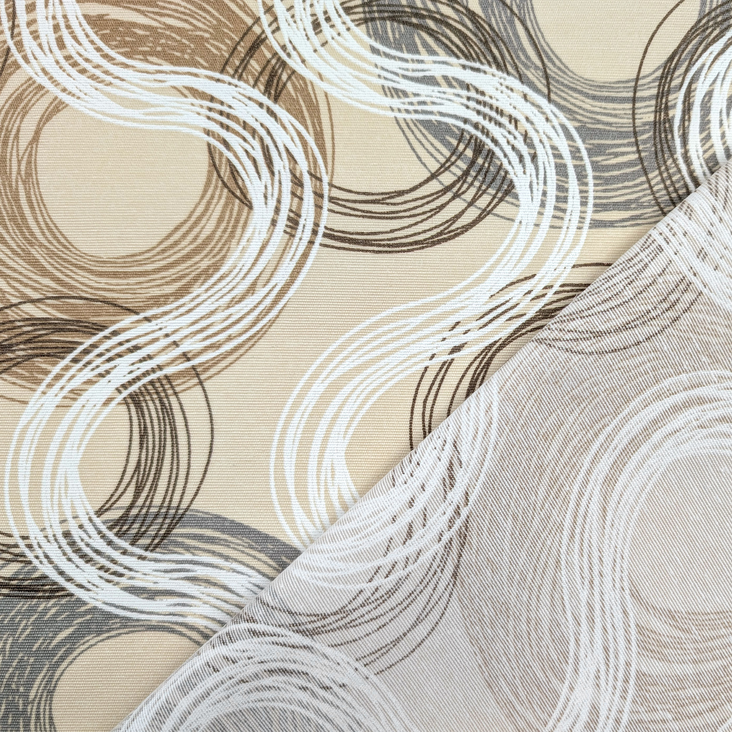 Tessuto per Tovaglia Resinata Cerchi Astratti Beige Image