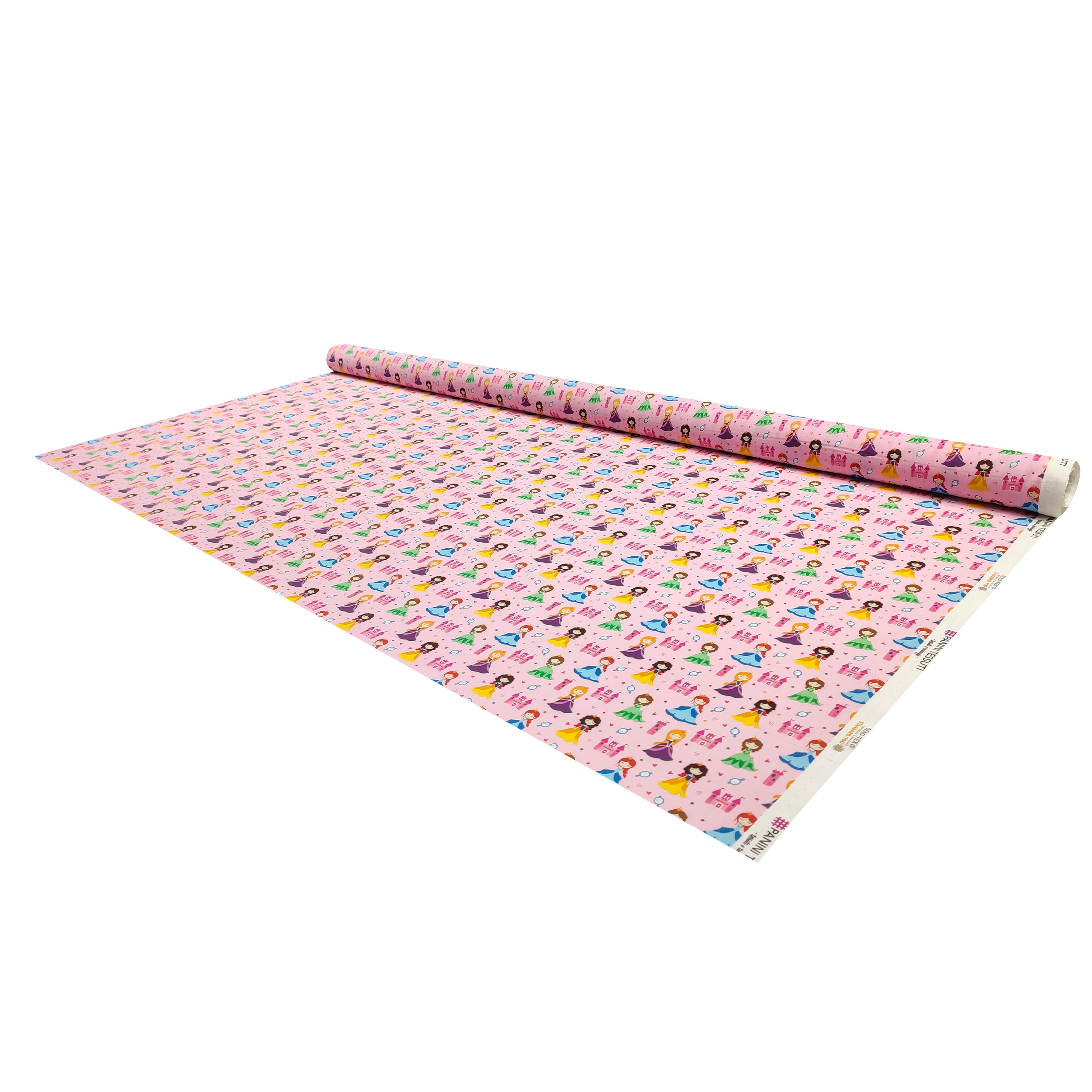 Tessuto Cotone Principesse Piccole Sfondo Rosa Image