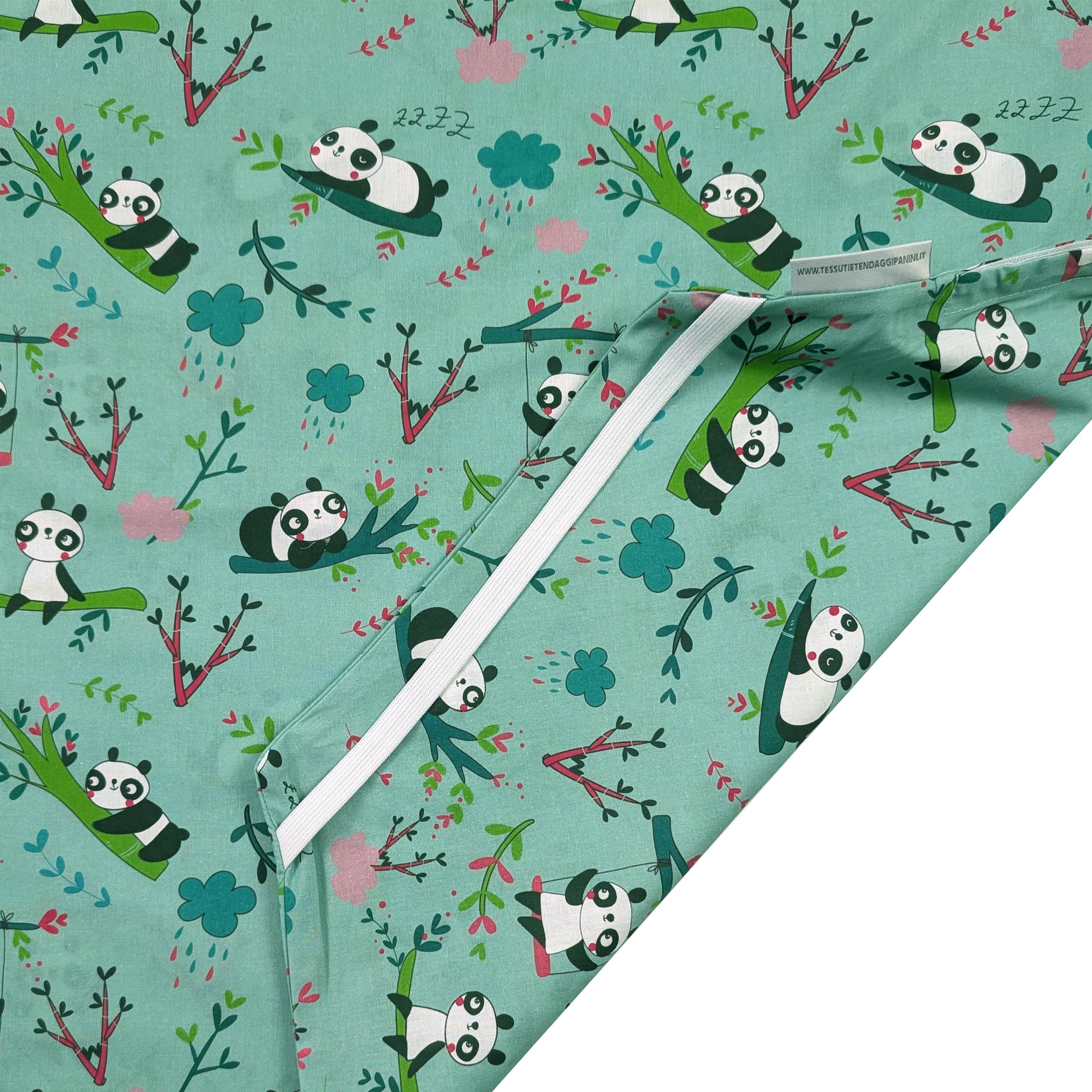 Sacco Nanna Estivo Sagomato per Brandine Panda Sfondo Verde Menta Image