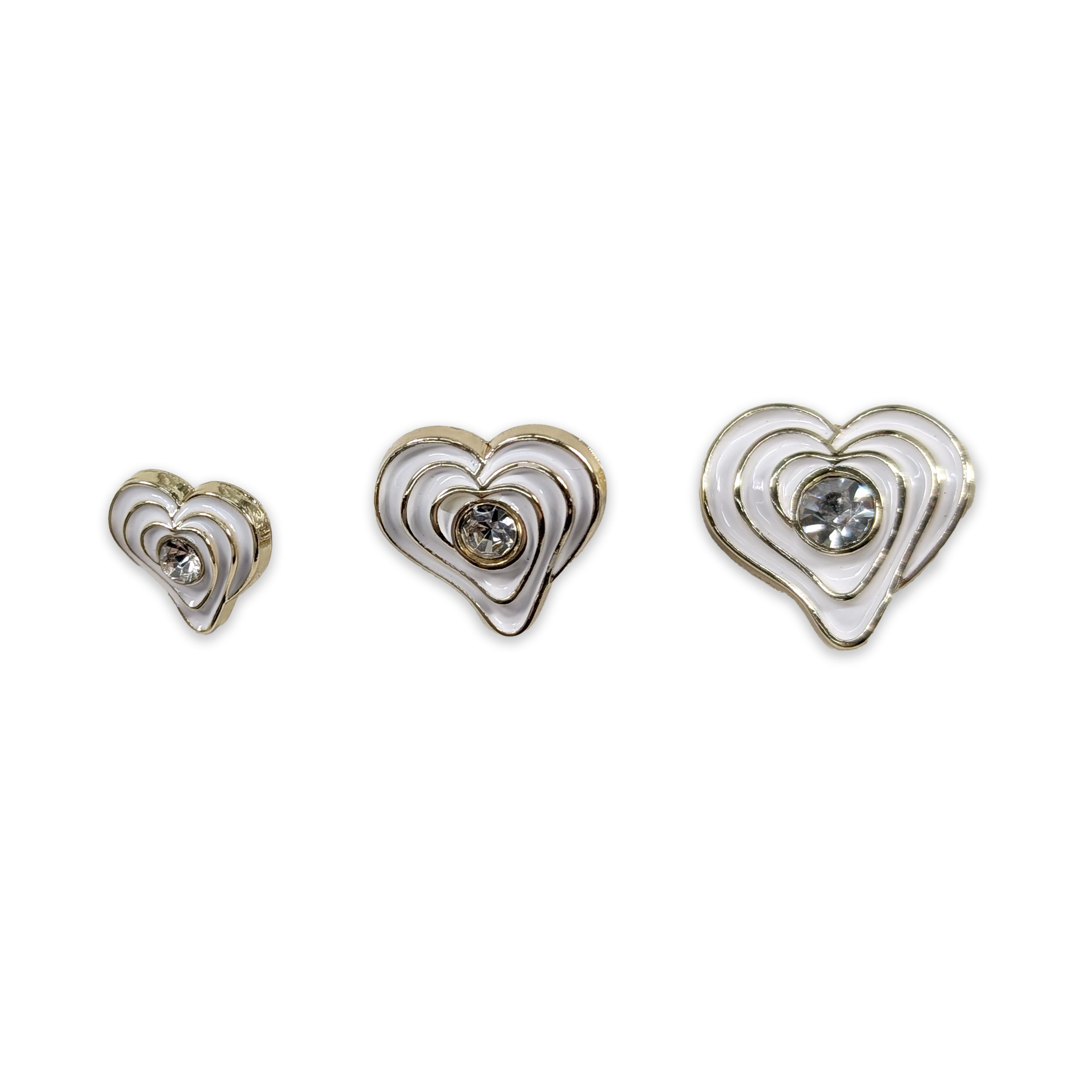 Bottone Strass Cuore Bianco Image