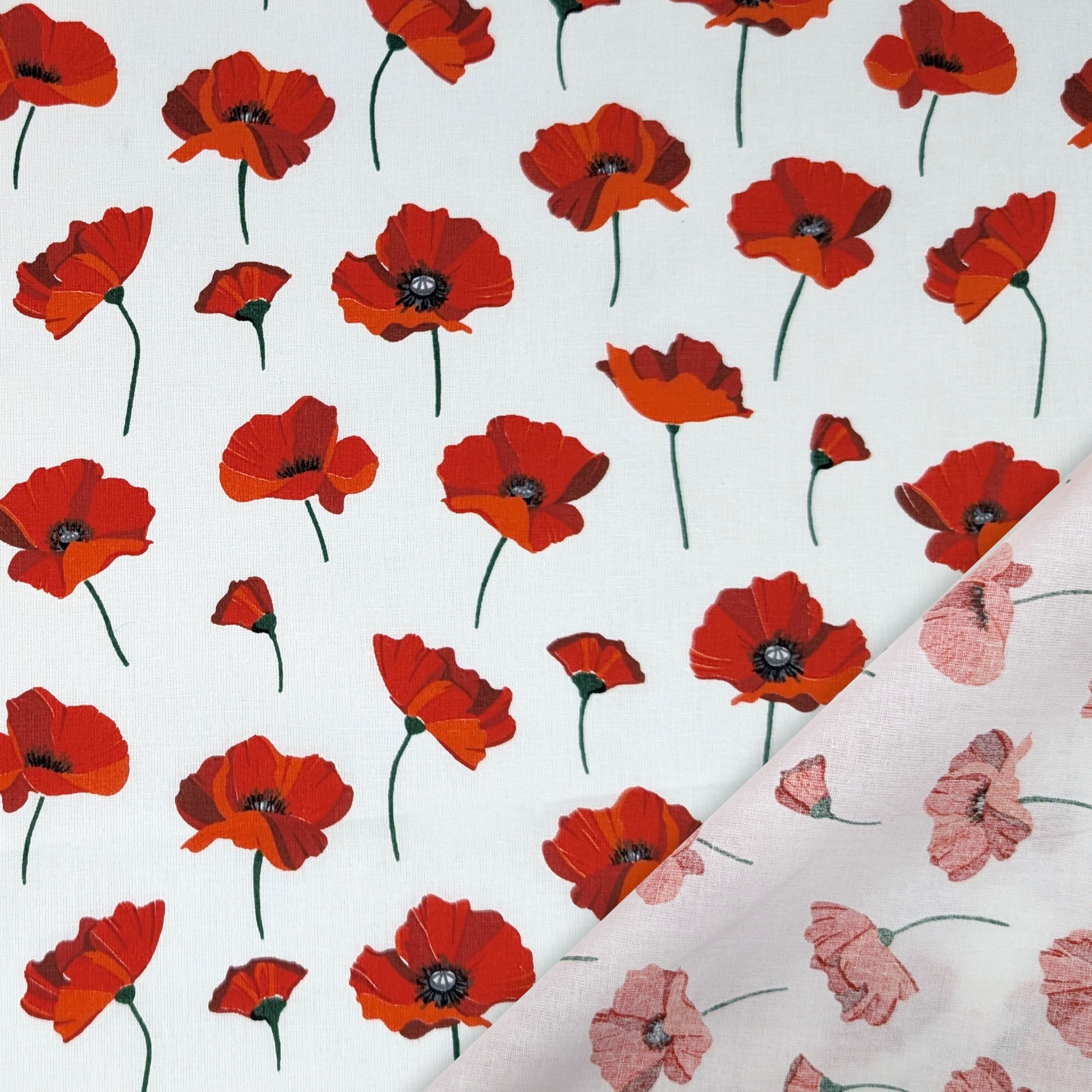 Cotone Papaveri Rossi in Fiore Image