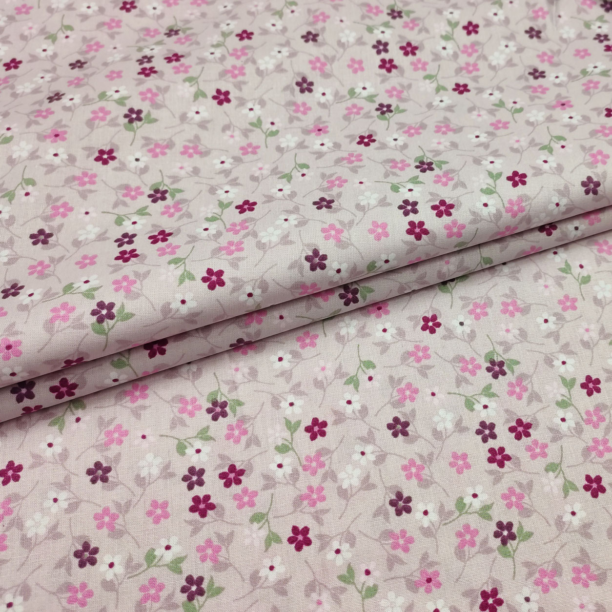 Tessuto di cotone fiori fuxia sfondo rosa