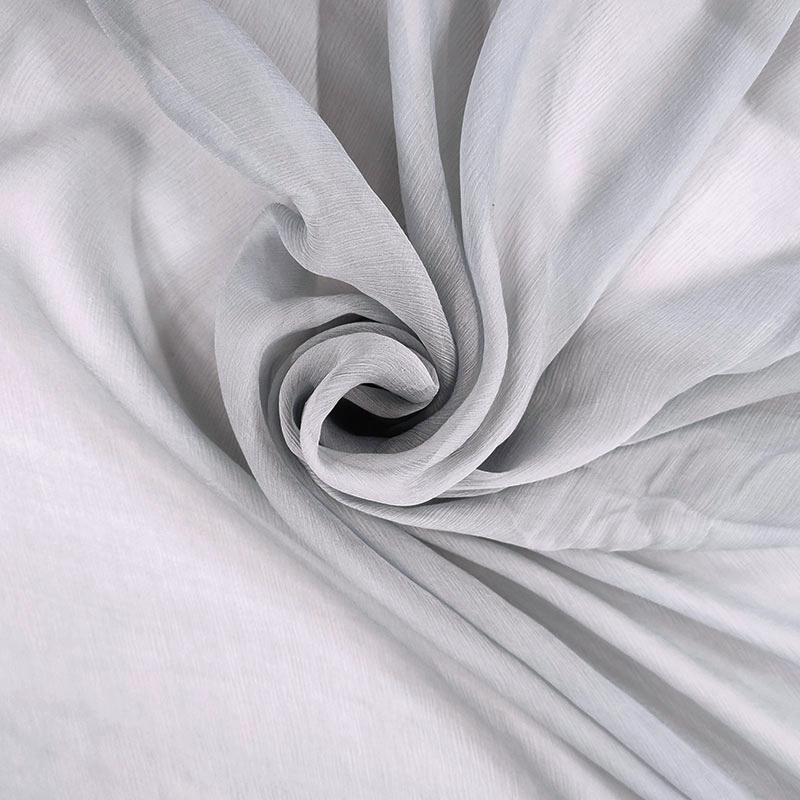 Chiffon 100% Seta Plissé Grigio Chiaro Image