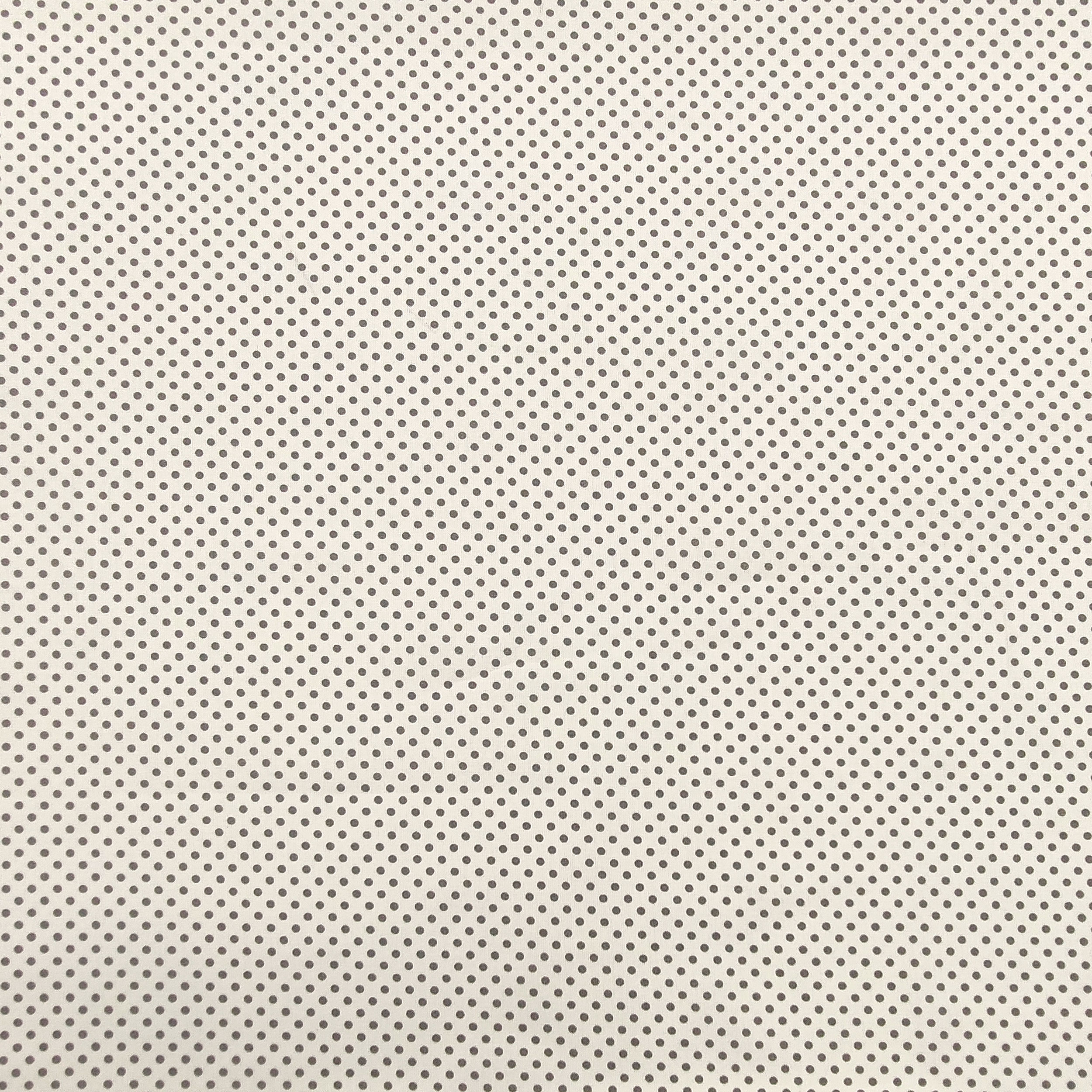 Tessuto Cotone Bianco Pois Grigio Image