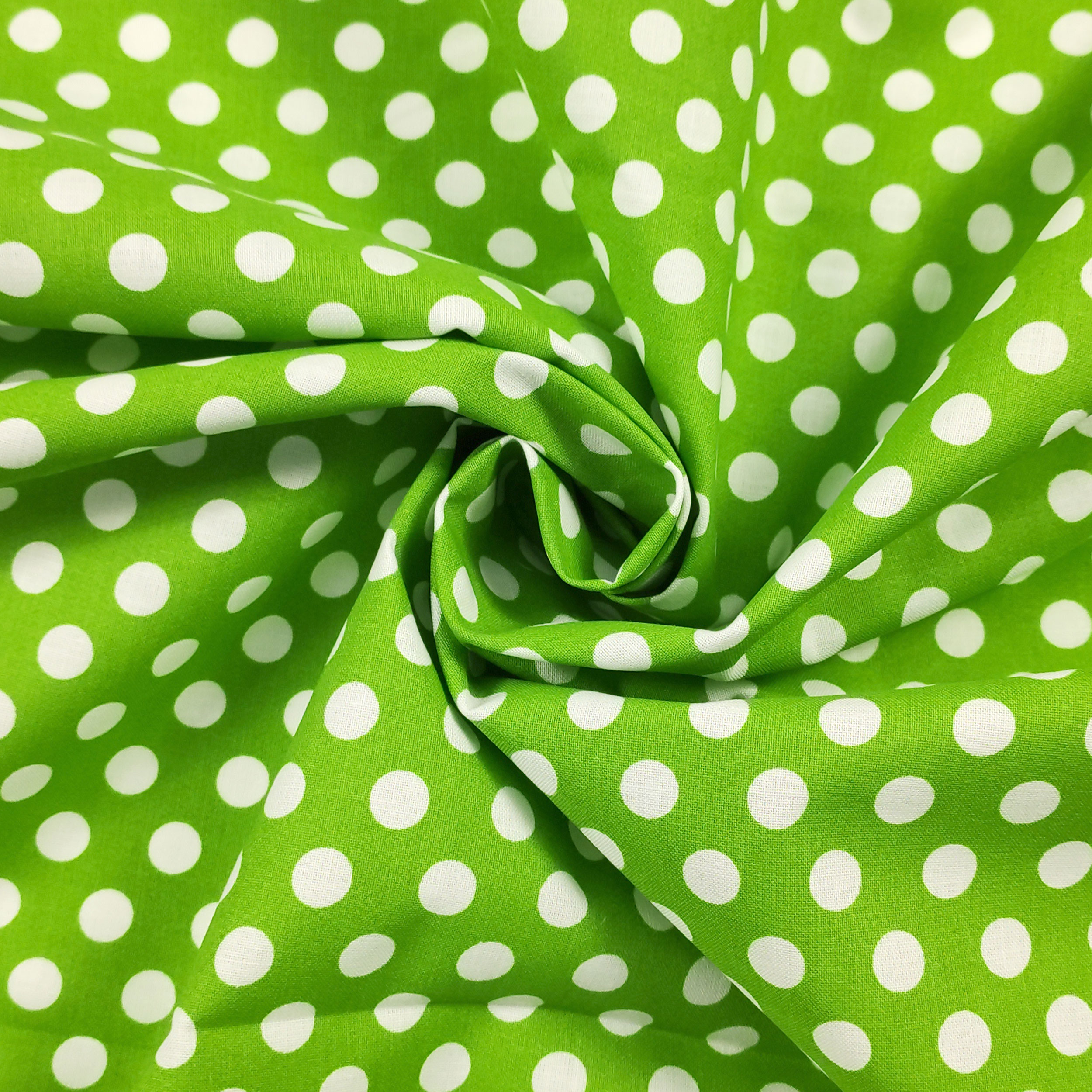 Tessuto Cotone Verde a Pois Grandi Image