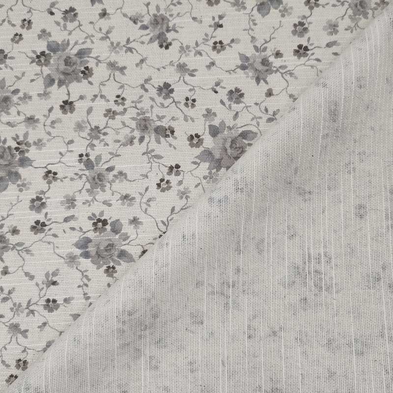 Tessuto cotone fiorellini grigio