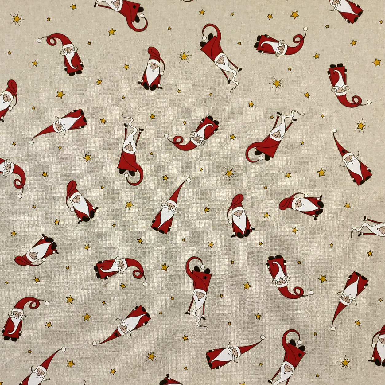 Misto cotone fantasia babbo natale con stelle