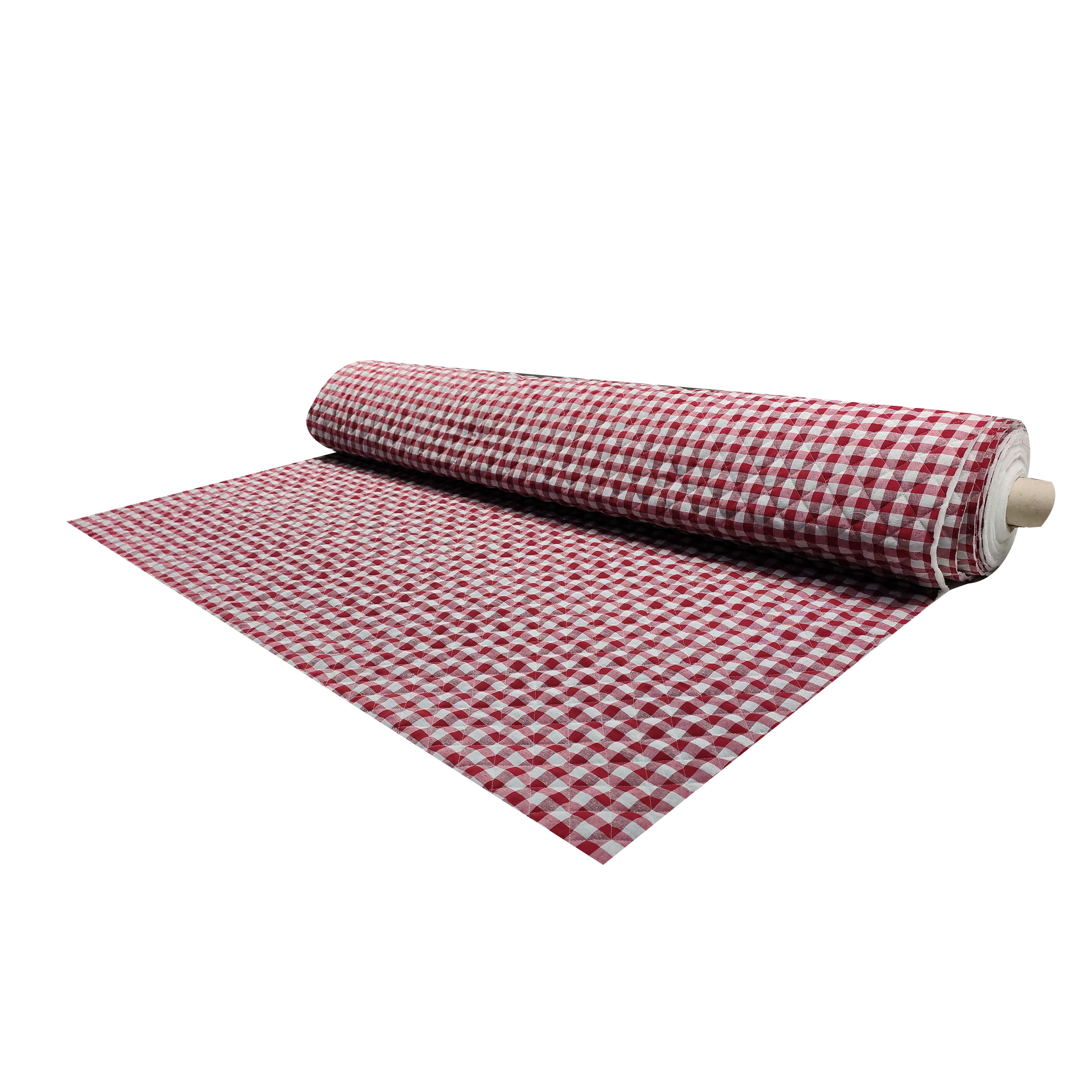 Tessuto Trapuntato Quadretti Rosso e Grigio