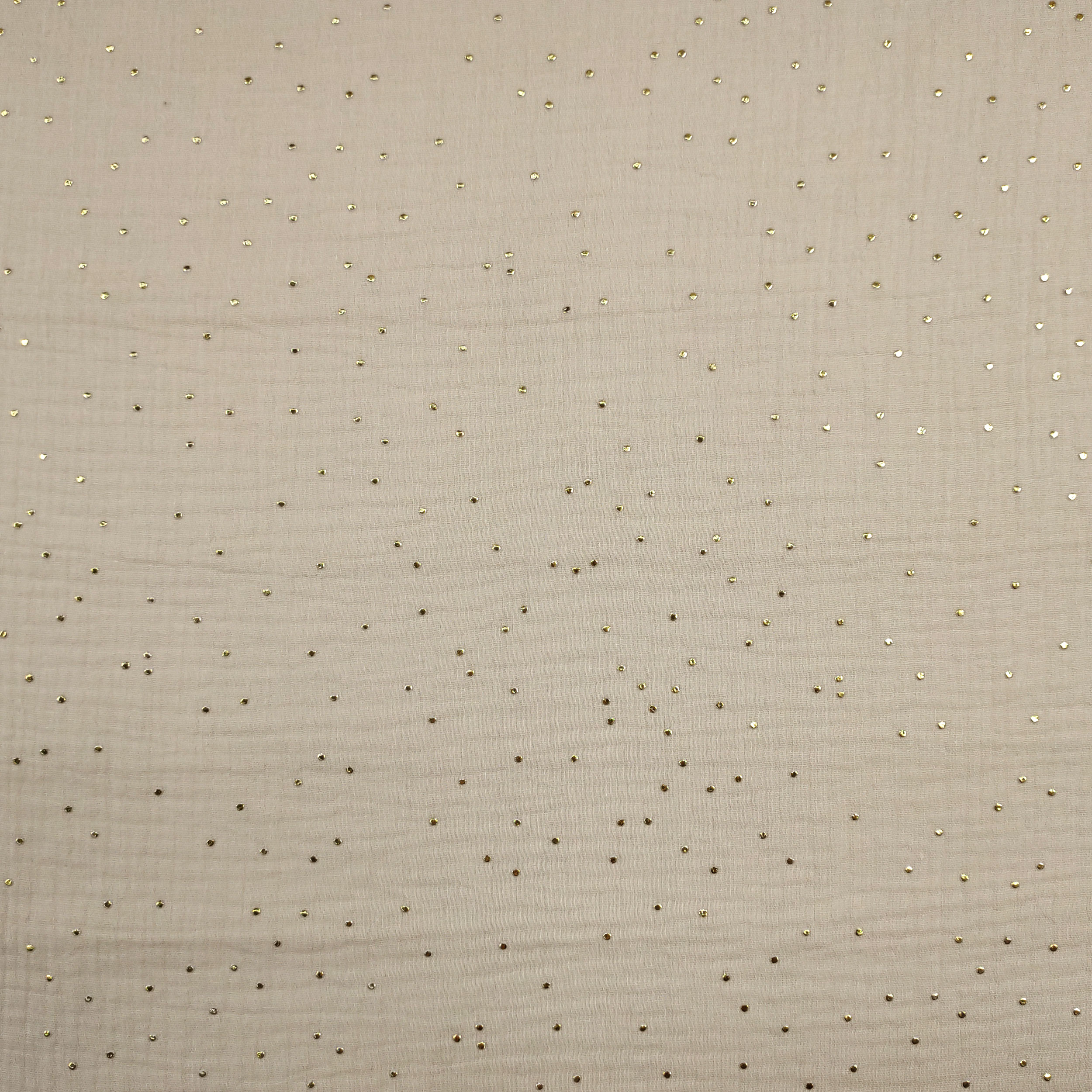 Mussola Cotone Naturale Pois Oro