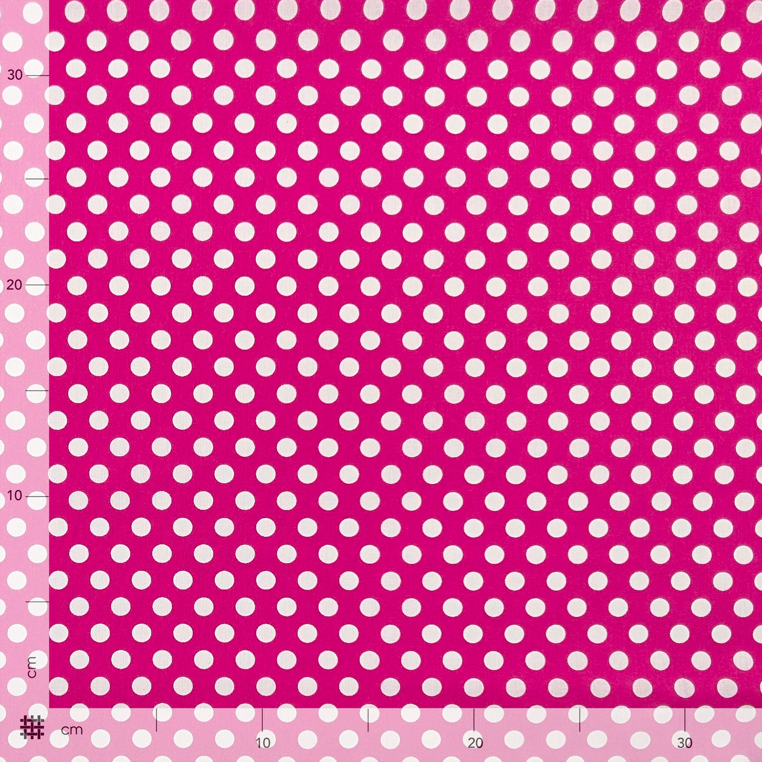 Tessuto Cotone Fuxia Pois Bianchi Grandi Image