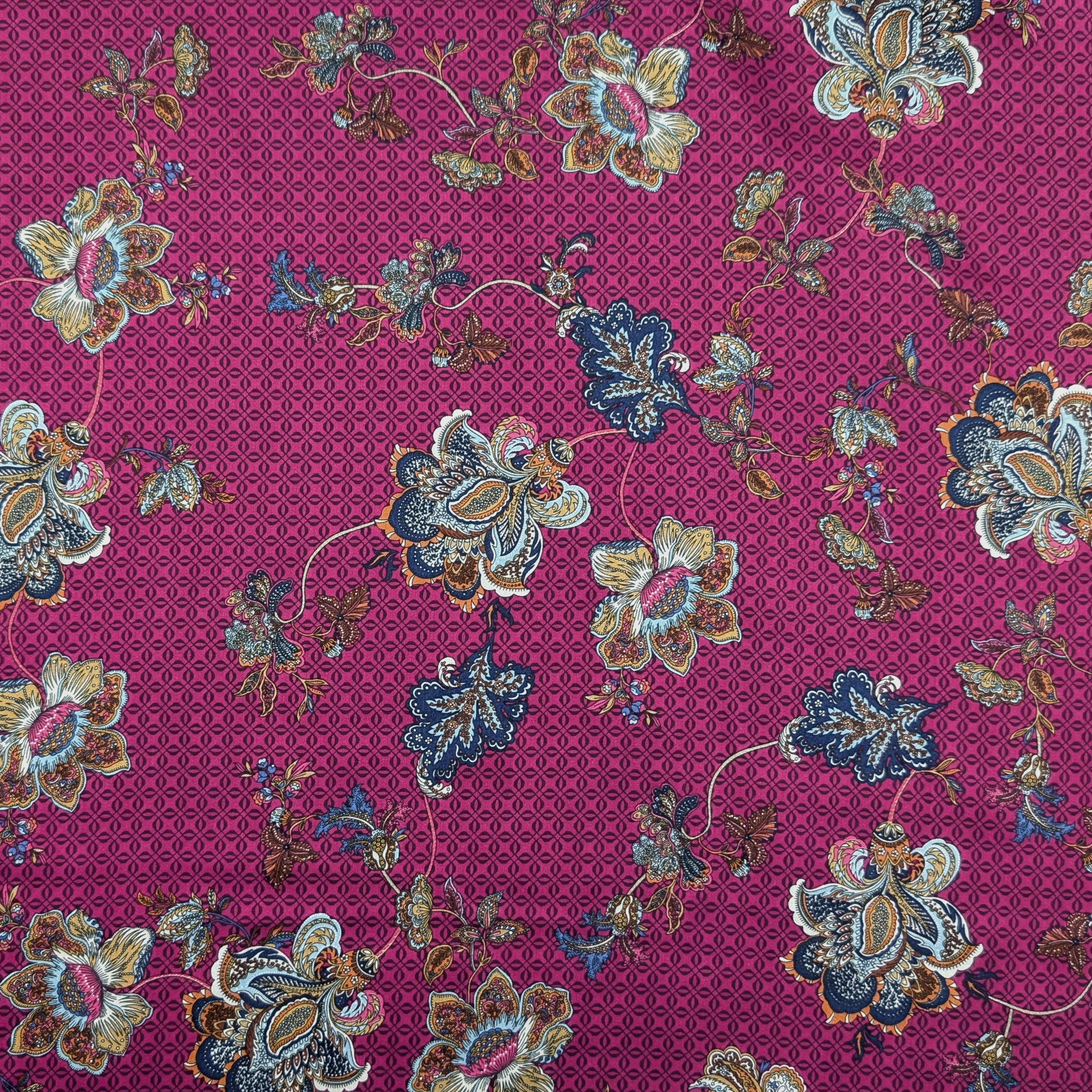 Ritaglio Tessuto Viscosa Fuxia Fantasia Arabia 150x147 cm Image