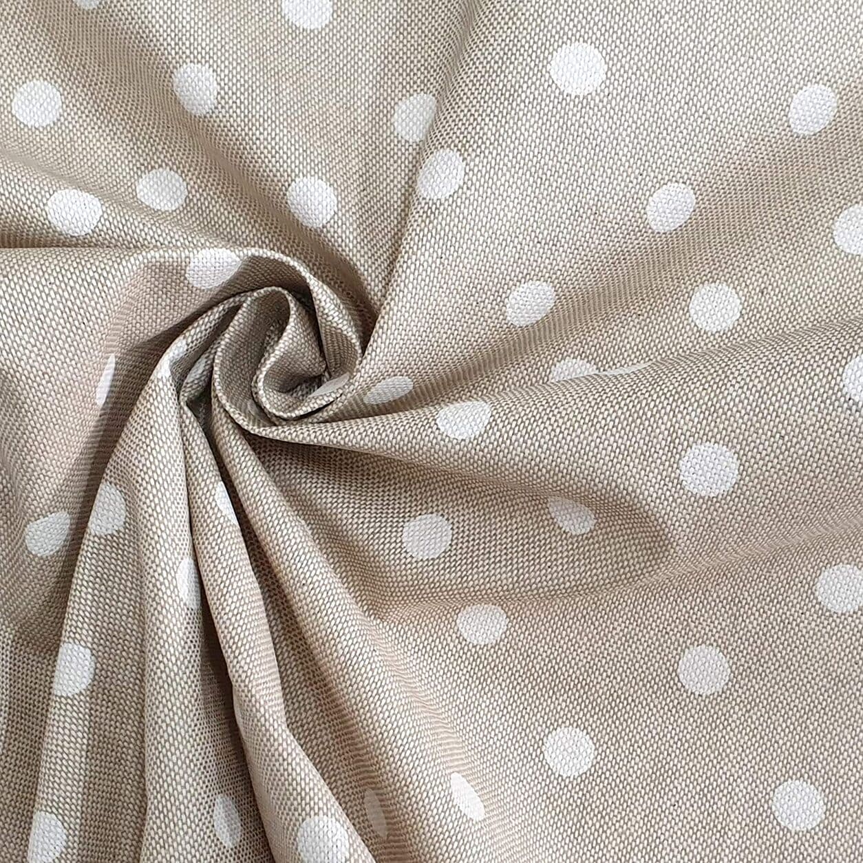 Ritaglio Tela Cerata Puro Cotone Resinato Antimacchia Beige Pois 60x180 cm Image