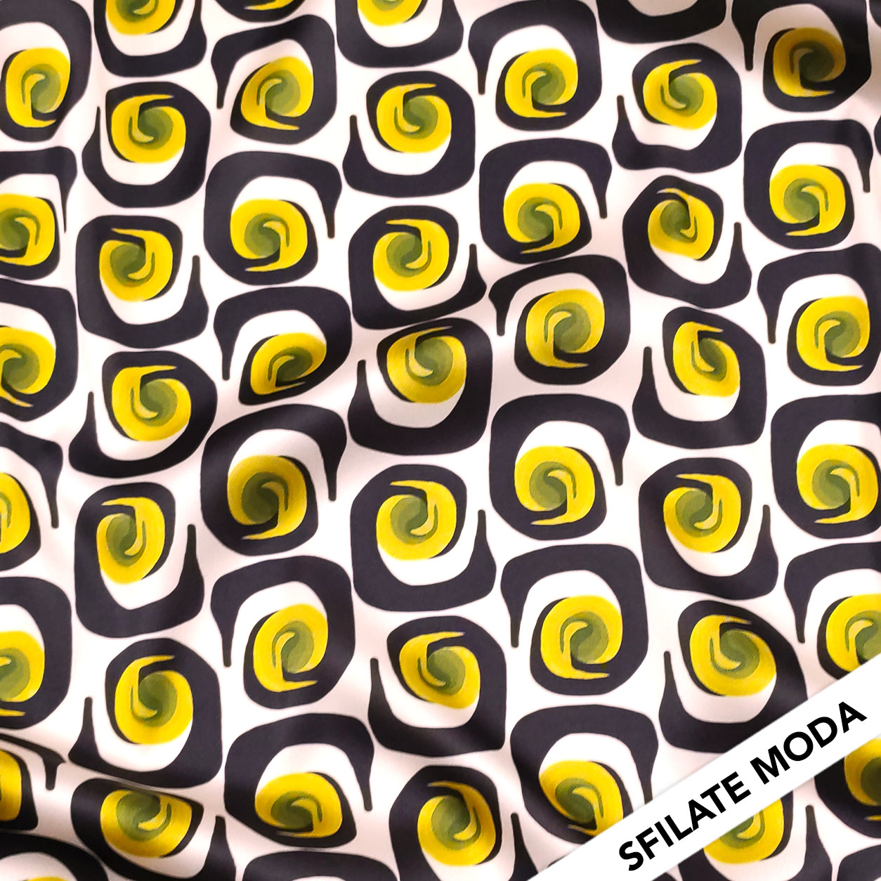 Rasetto Elasticizzato Setato Moda Motivi Astratti Giallo