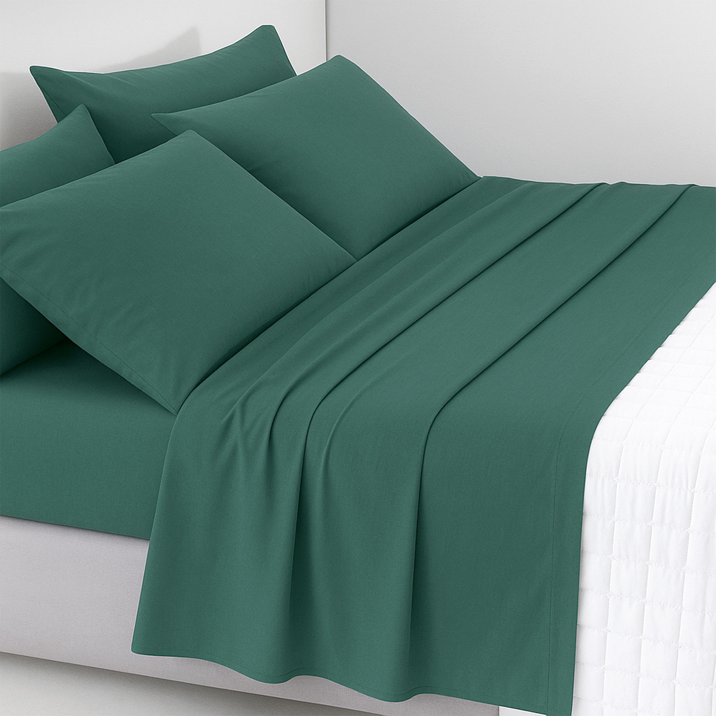 Completo Lenzuola Verde Smeraldo Letto 1 Piazza Image