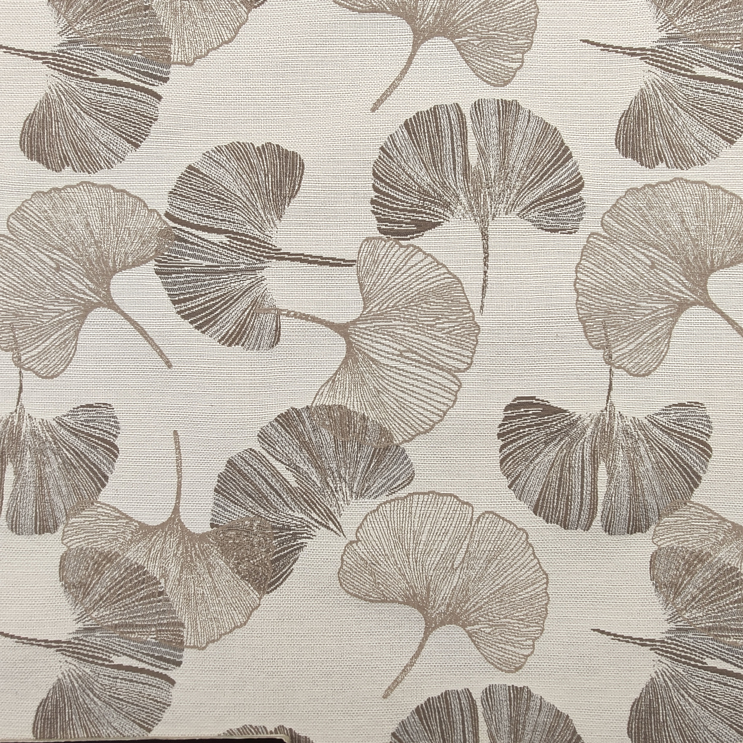 Misto Cotone Arredo Foglie Ginkgo Marroni