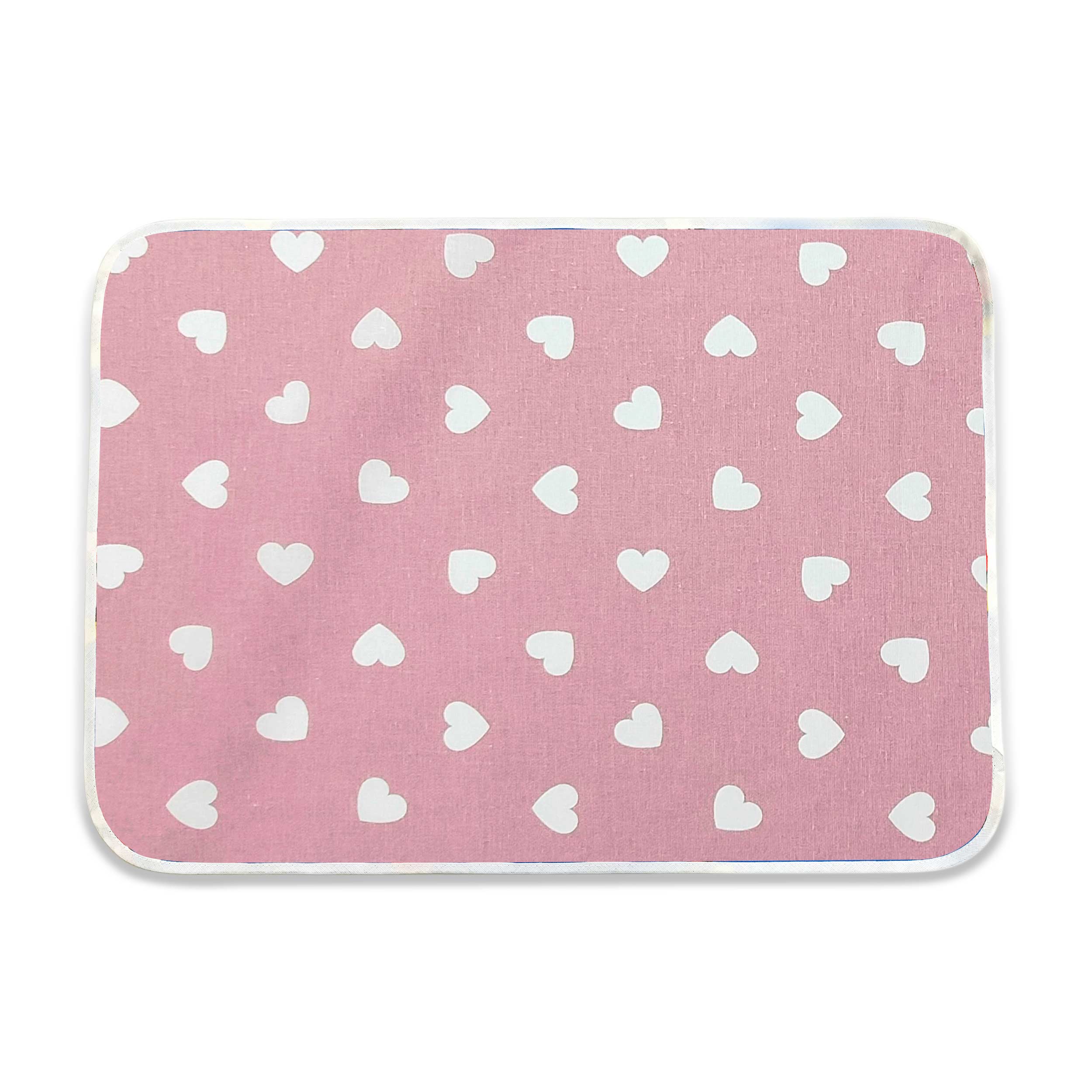 Tovaglietta Cuori Bianchi Sfondo Rosa Antico