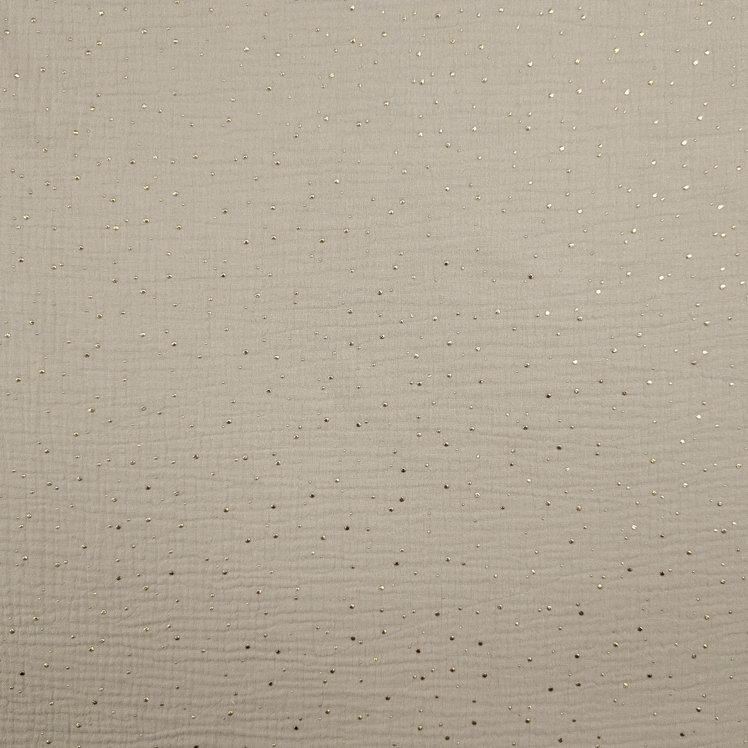 Mussola Cotone Beige con Pois Oro Image