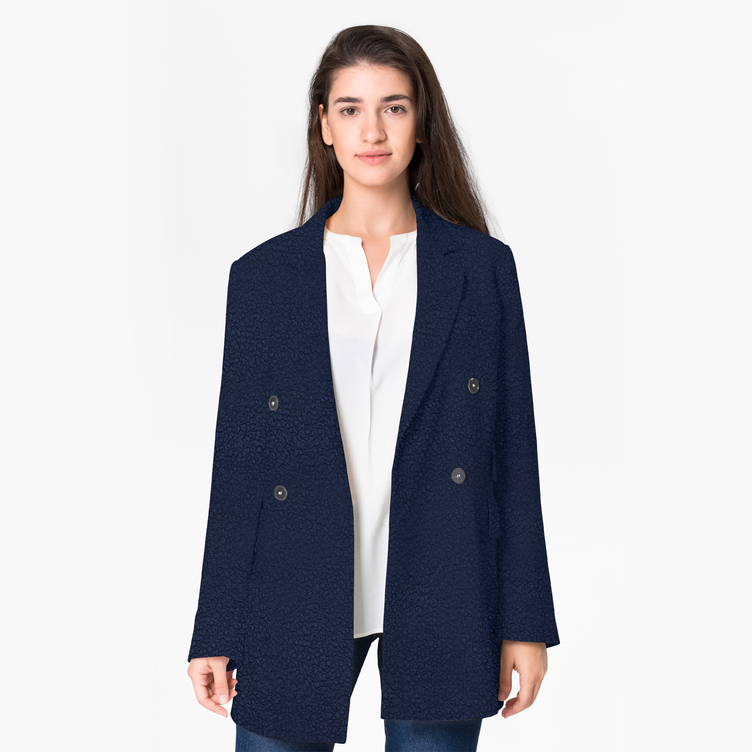 Tessuto Pesante per Cappotto Blu Misto Lana|Panini