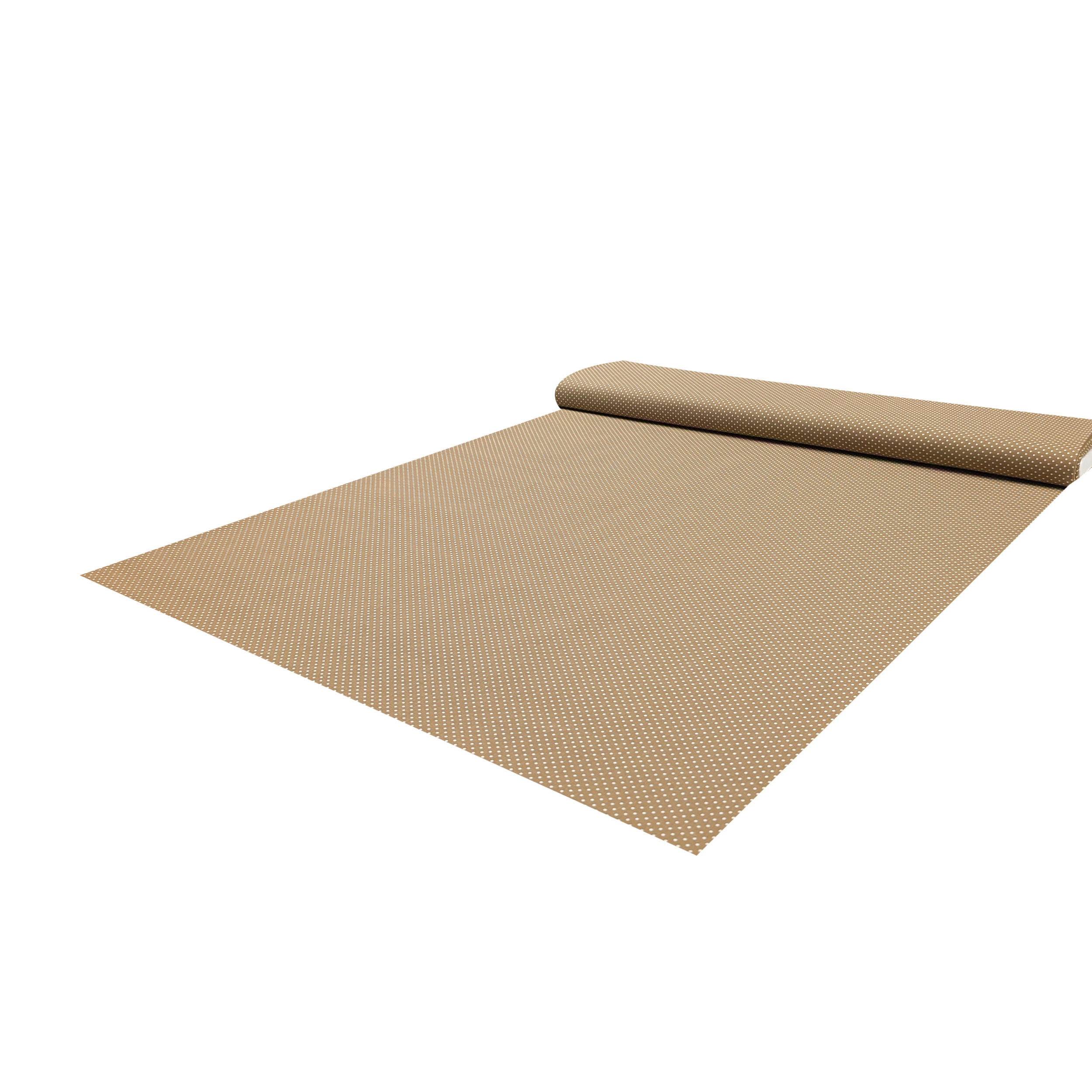 Tessuto Cotone Beige a Pois Bianchi Image