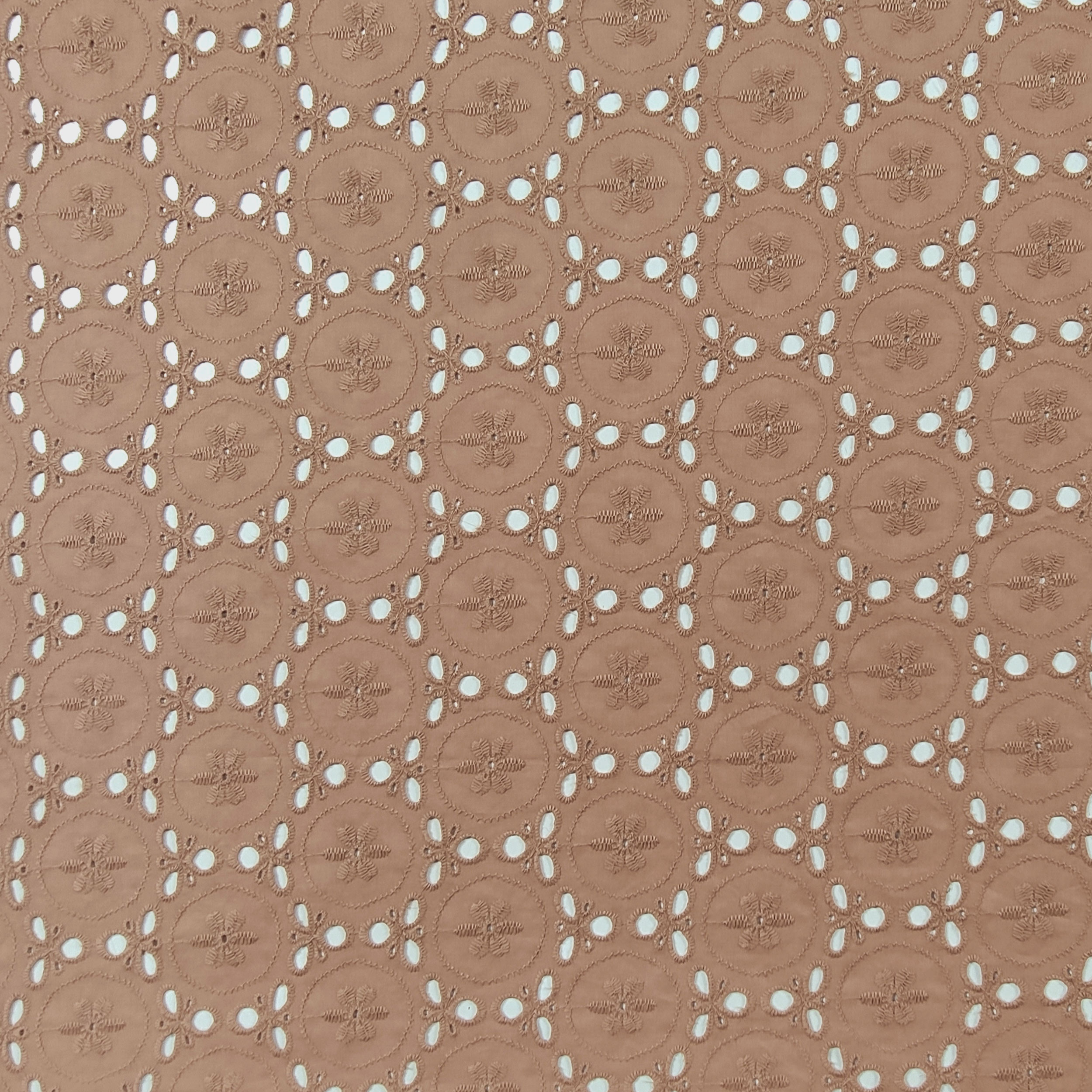Tessuto Sangallo Beige Doppio Bordo Ricamato
