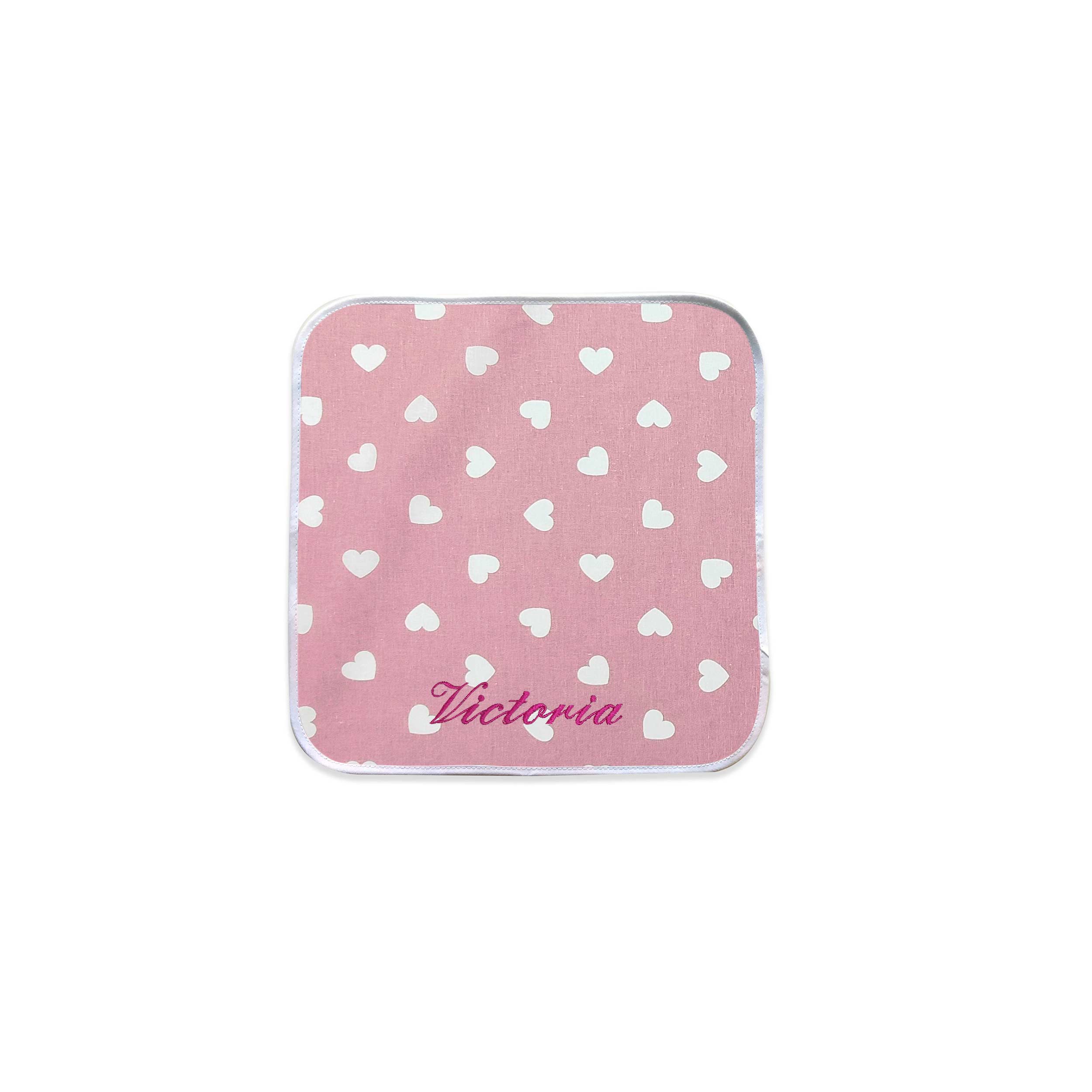 Tovagliolo Cuori Bianchi Sfondo Rosa Antico