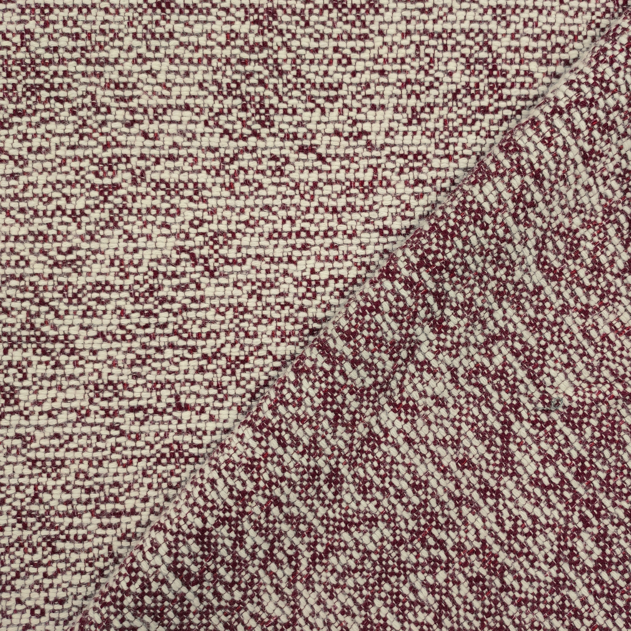 Tessuto Cappotto Intreccio Bordeaux e Bianco Lana