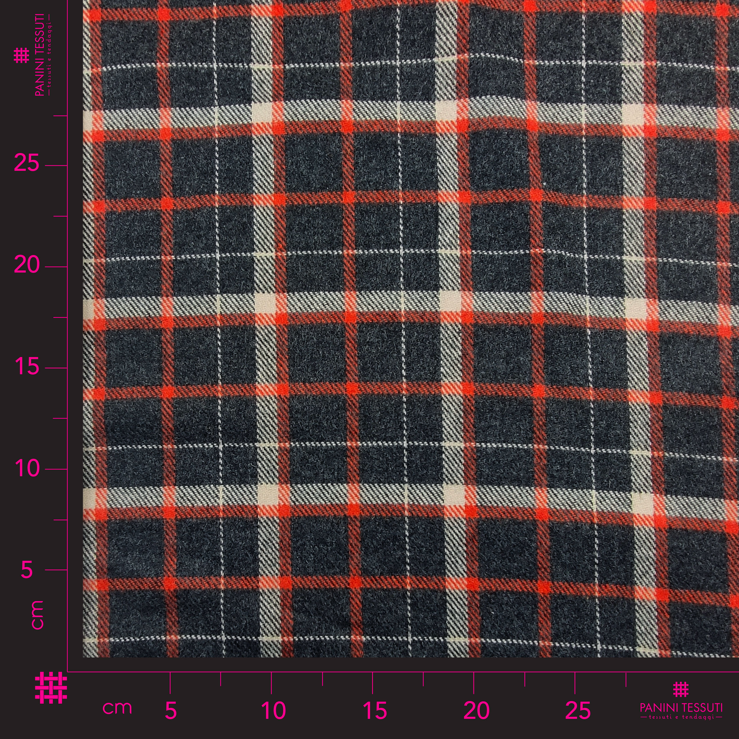 Scampolo Tartan Arancio Bianco Misto Lana