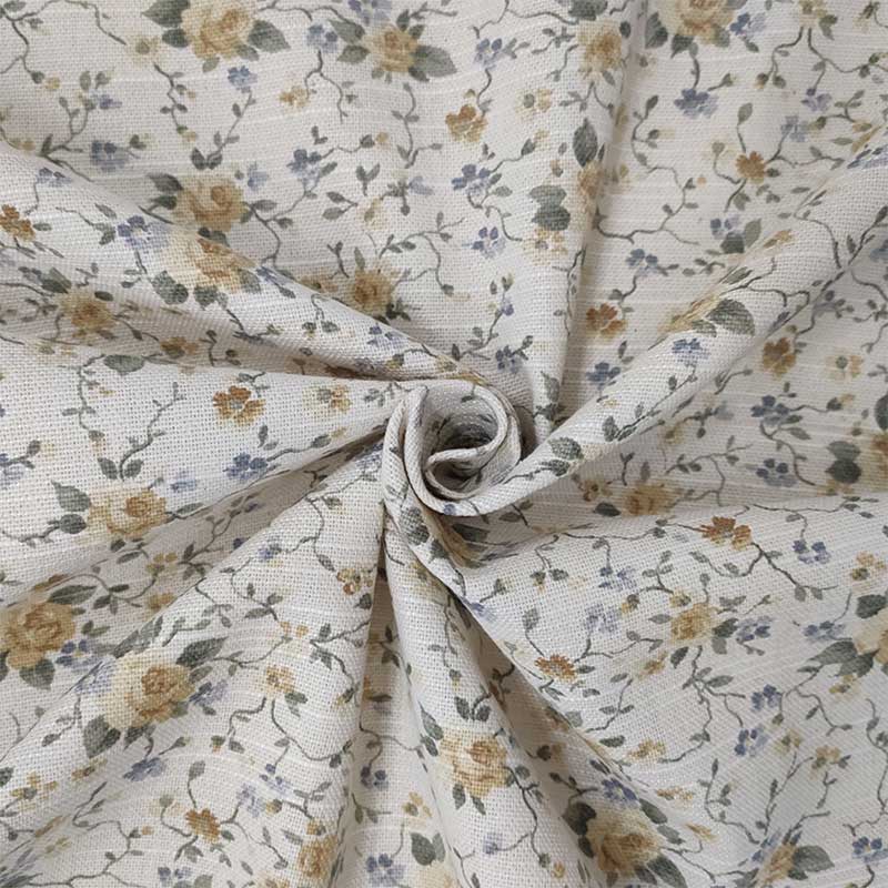 Tessuto Misto Cotone Fiorellini Ocra Image