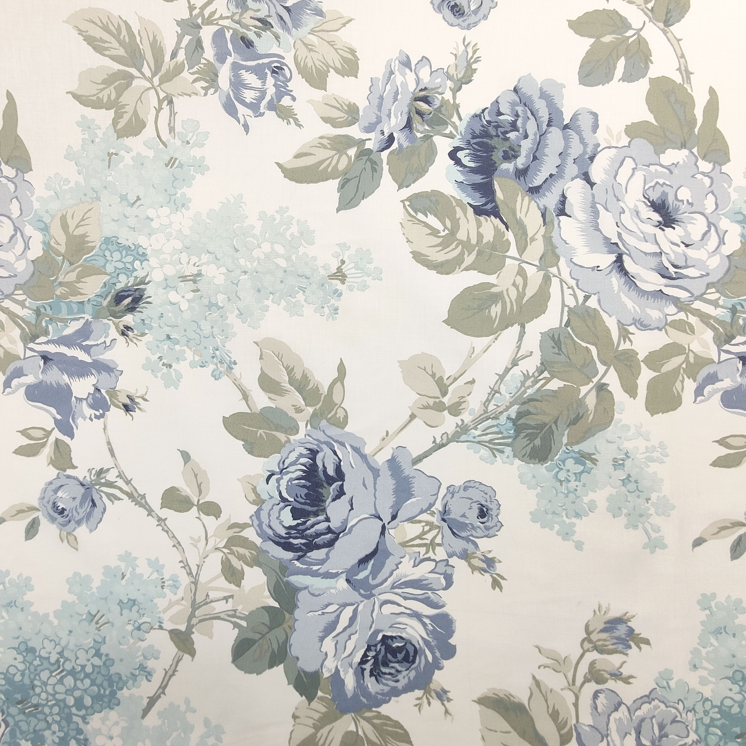 Tessuto Cotone Rose Blu