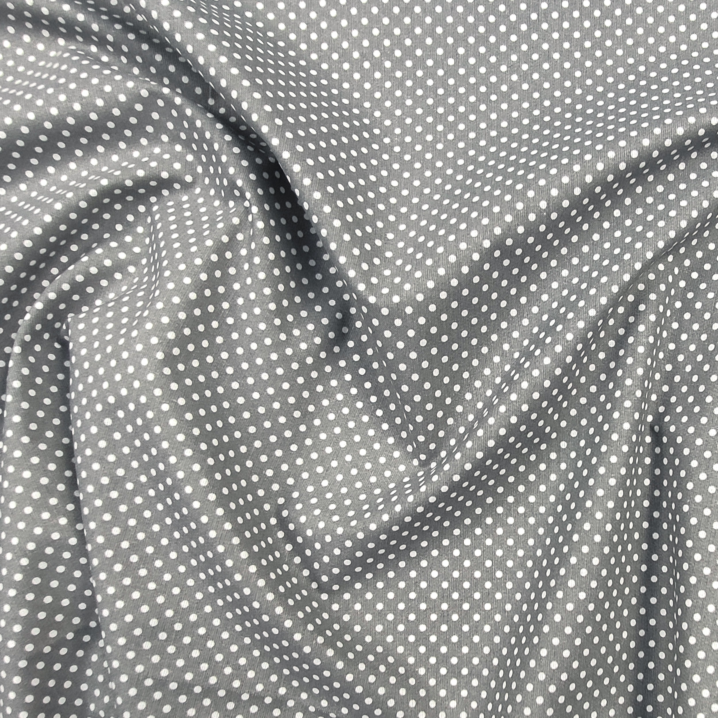 Tessuto Cotone Grigio Pois Bianchi Image
