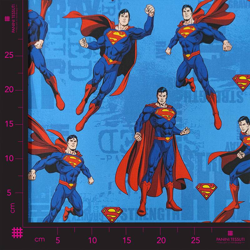 Tessuto Cotone Superman con Logo Image