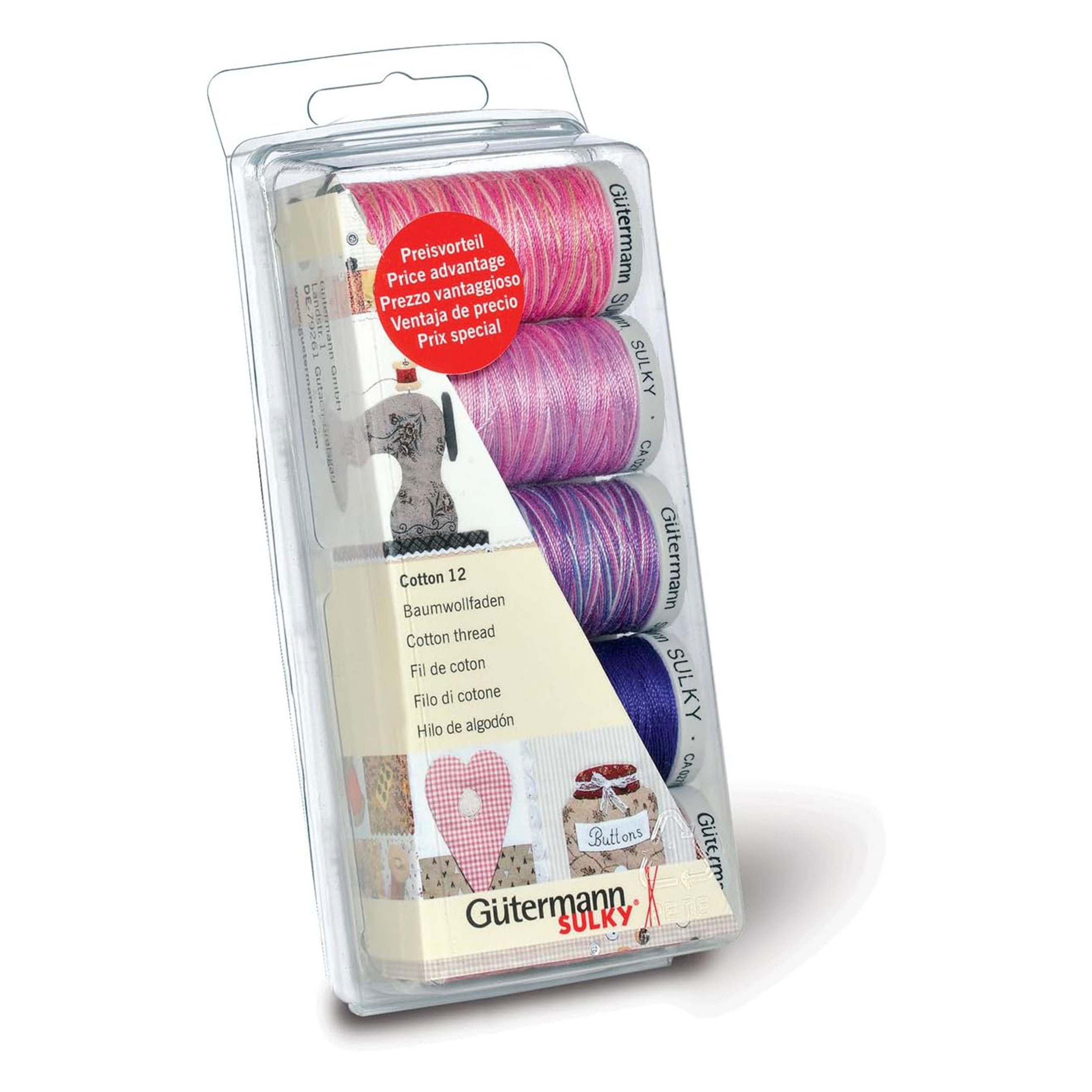 Gutermann Filo Cotone 200 m 5 Bobine Toni Rosa