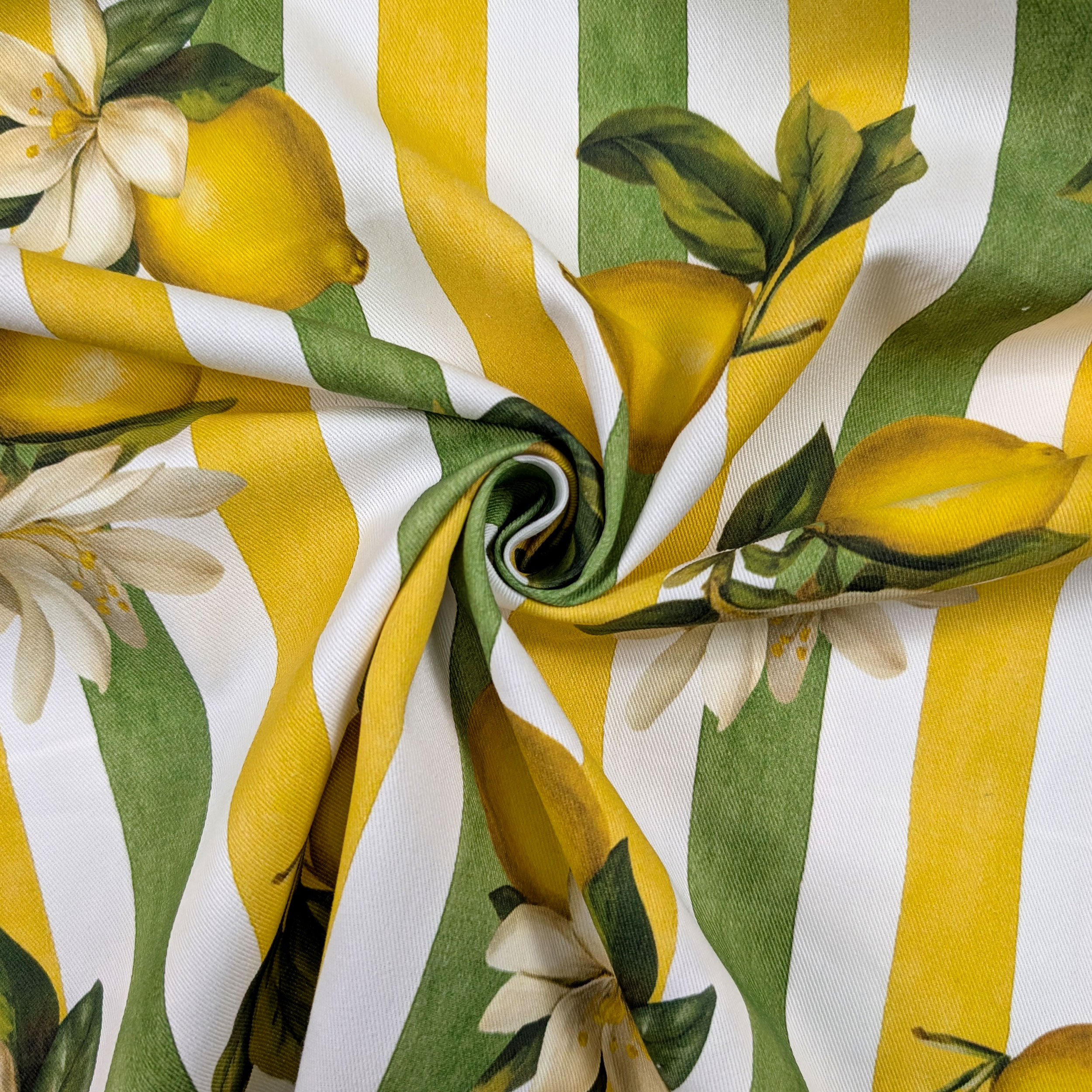 Ritaglio Panama Limoni e Righe Estive 100x160 cm Image