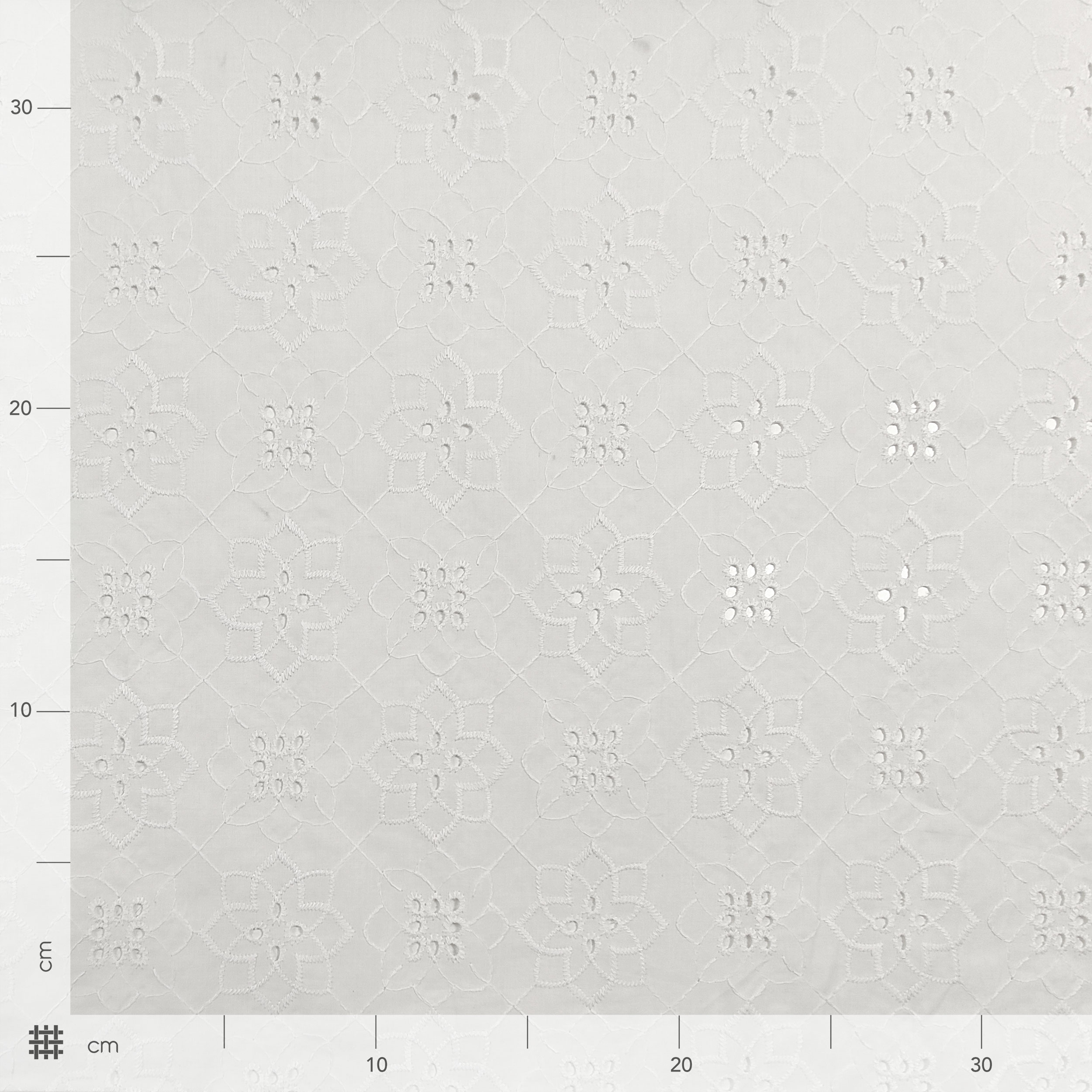 Sangallo di Cotone Bianco Fiori Geometrici Image