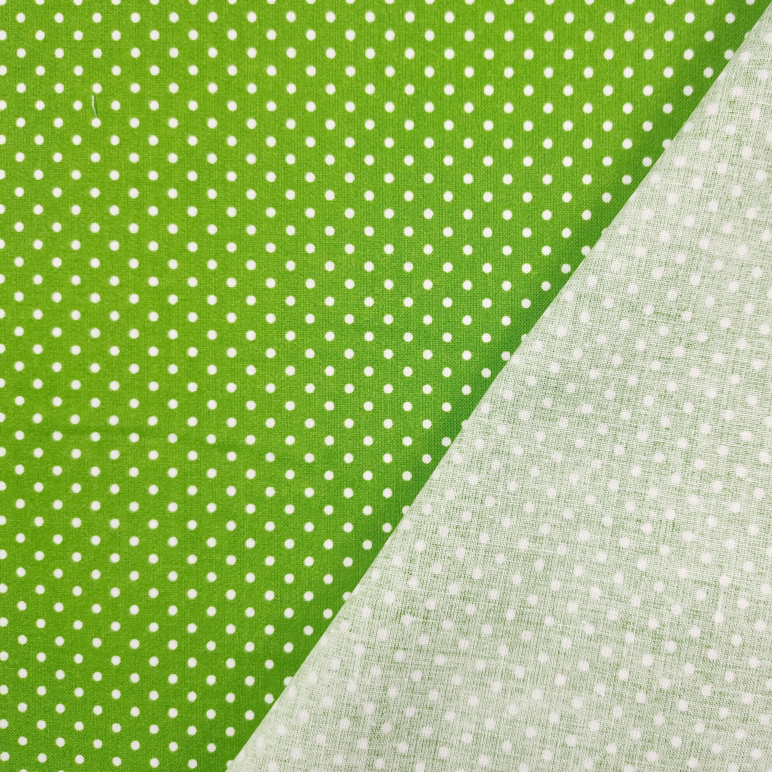 tessuto cotone a pois sfondo verde