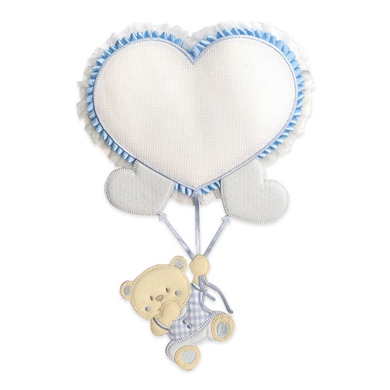Fiocco Nascita Orsetto con Palloncini a Cuore 1