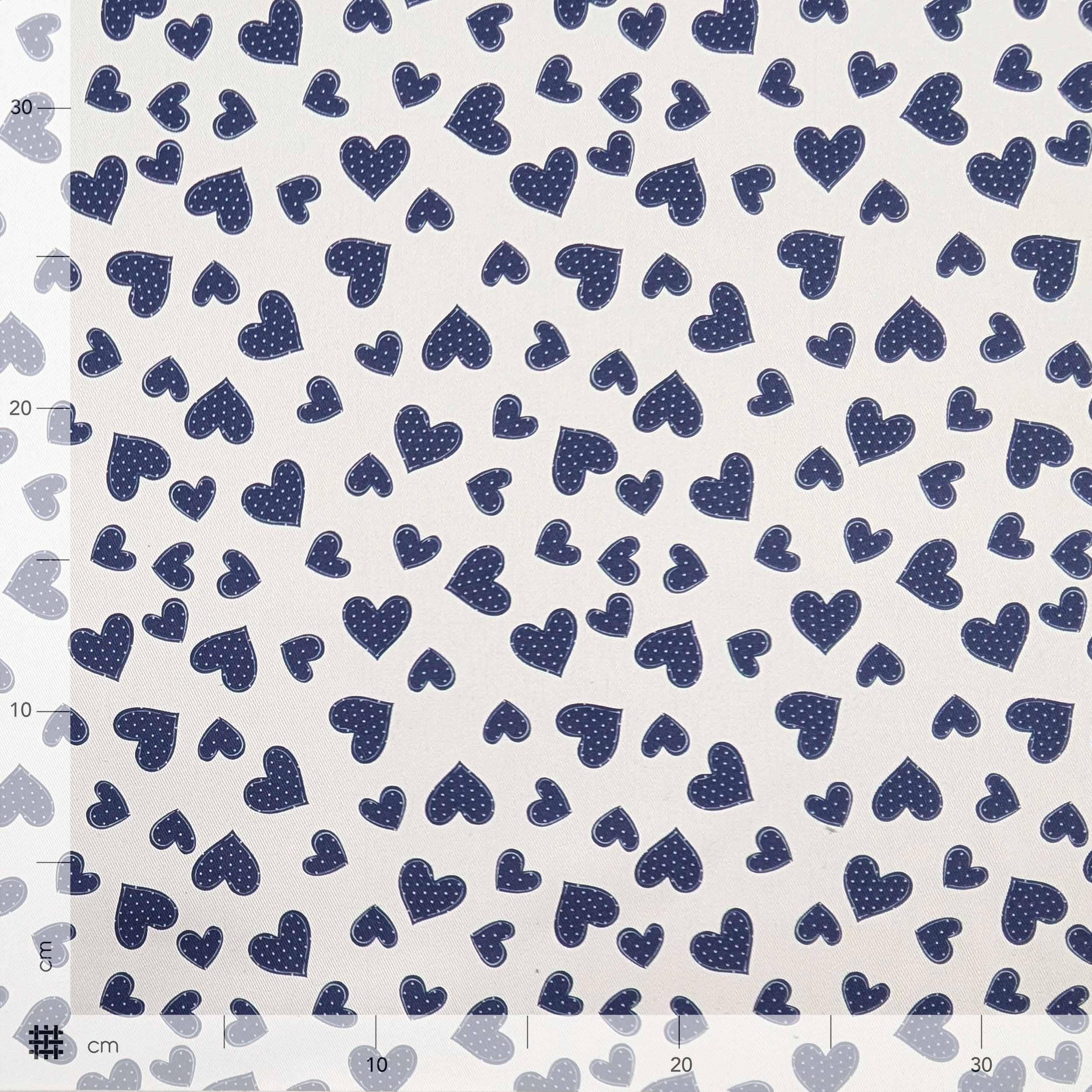 Gabardine Cotone Cuori Blu Image