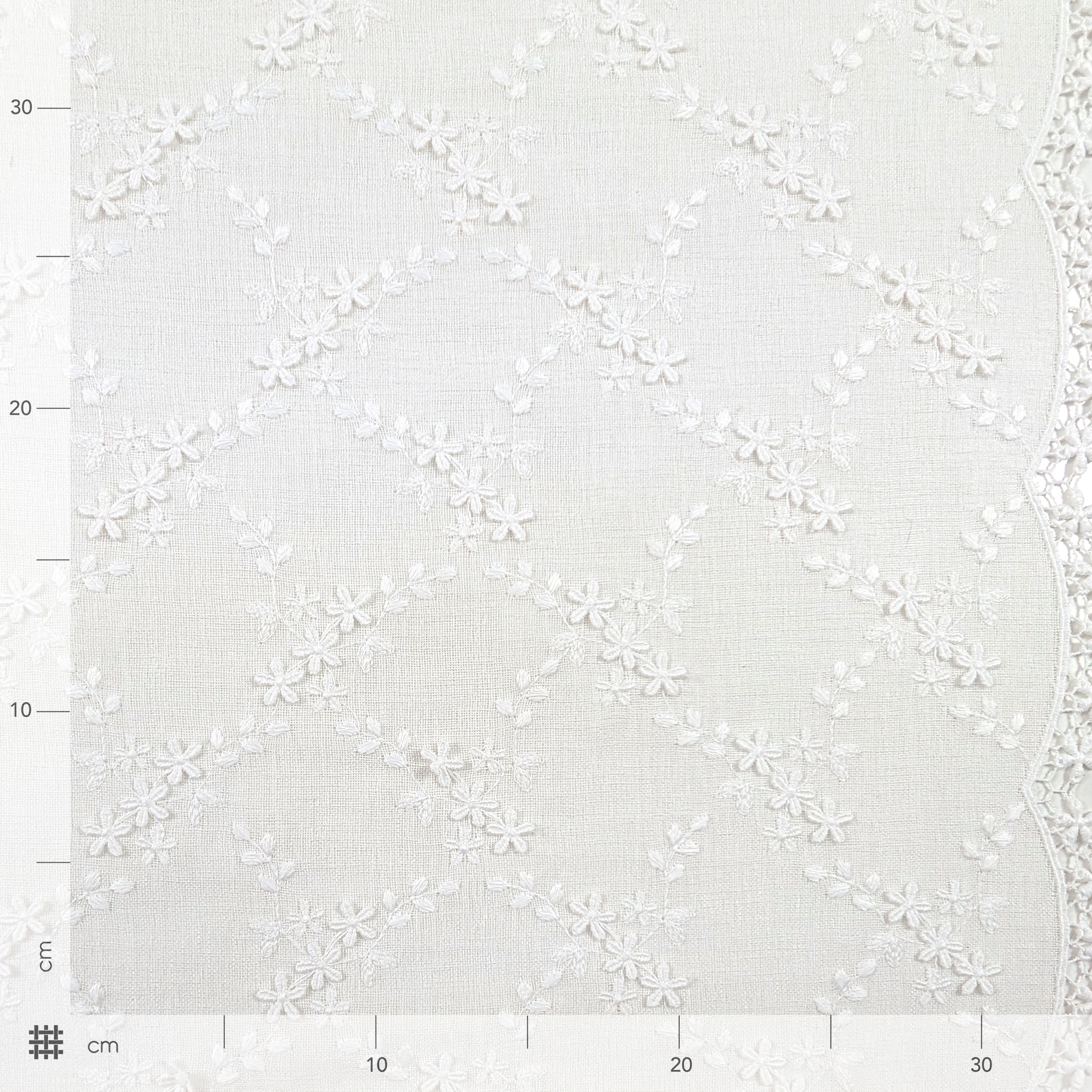 Tessuto Tendino Smerlato Fiorellini Bianco Image