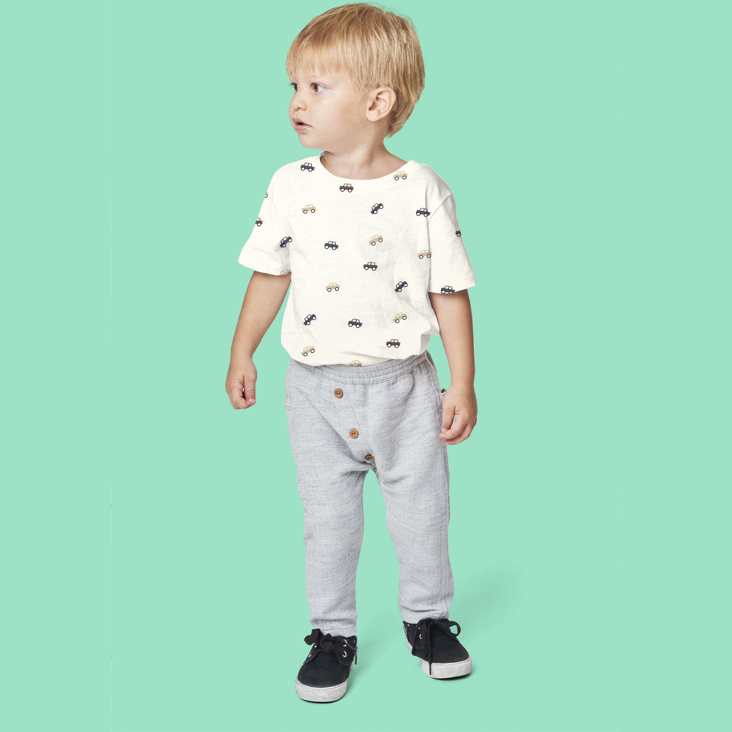 Tessuto Jersey in Cotone Elasticizzato Macchinine