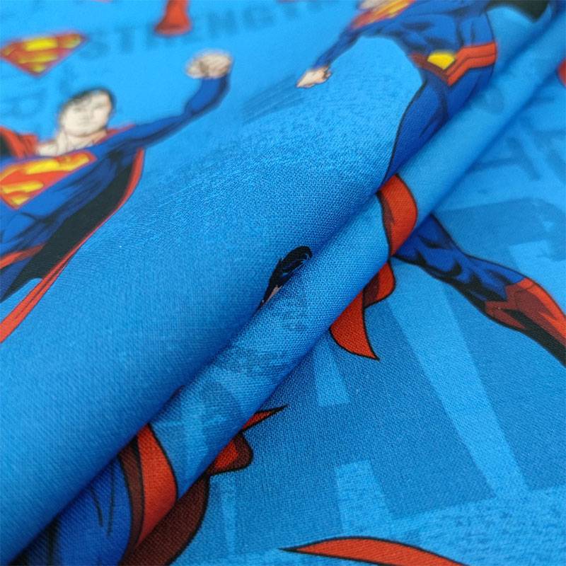 Tessuto Cotone Superman con Logo