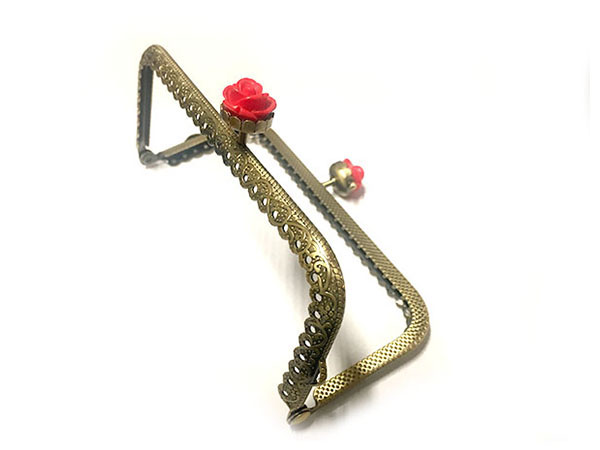 Click Clack rettangolare Bronzo 8.5 cm con rose colorate 2