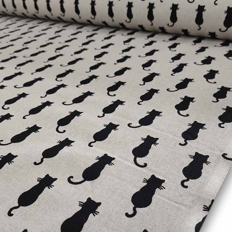 Tessuto cotone al metro silhouette gatti