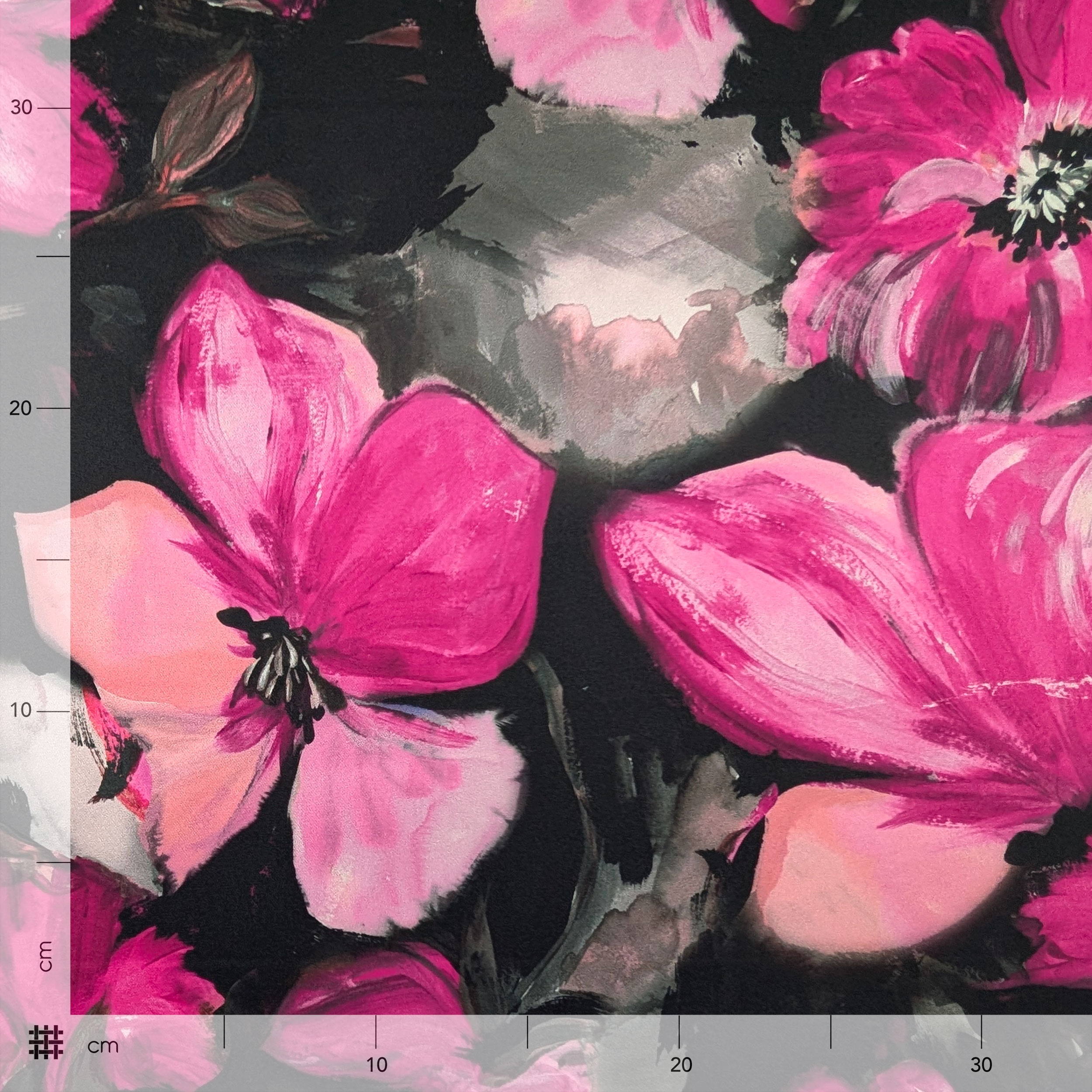 Raso Setato Alta Moda Floreale Acquerellato Fuxia Image