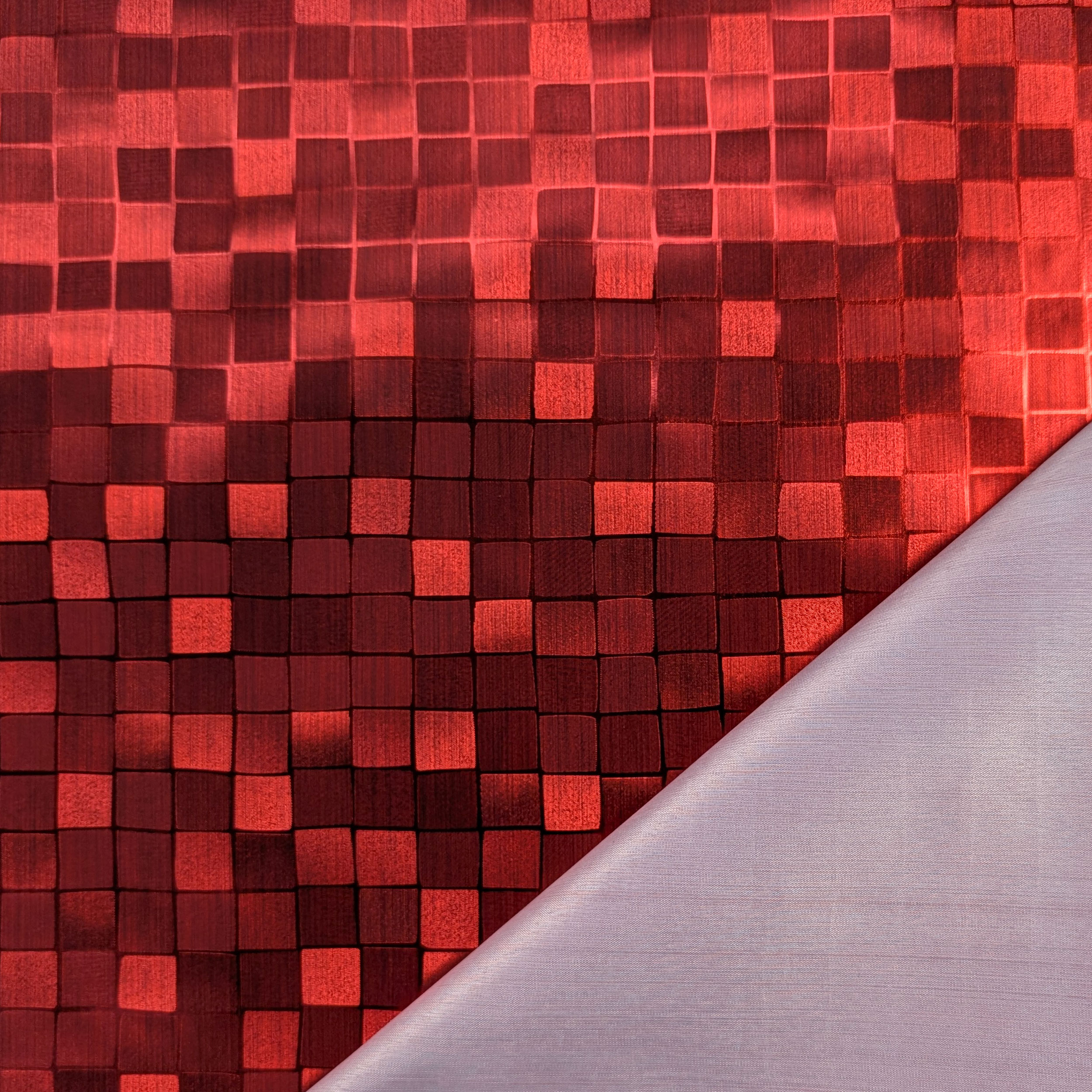 Ritaglio Tessuto per Tovaglia Metallizzata Damina Rosso 80x140 cm Image