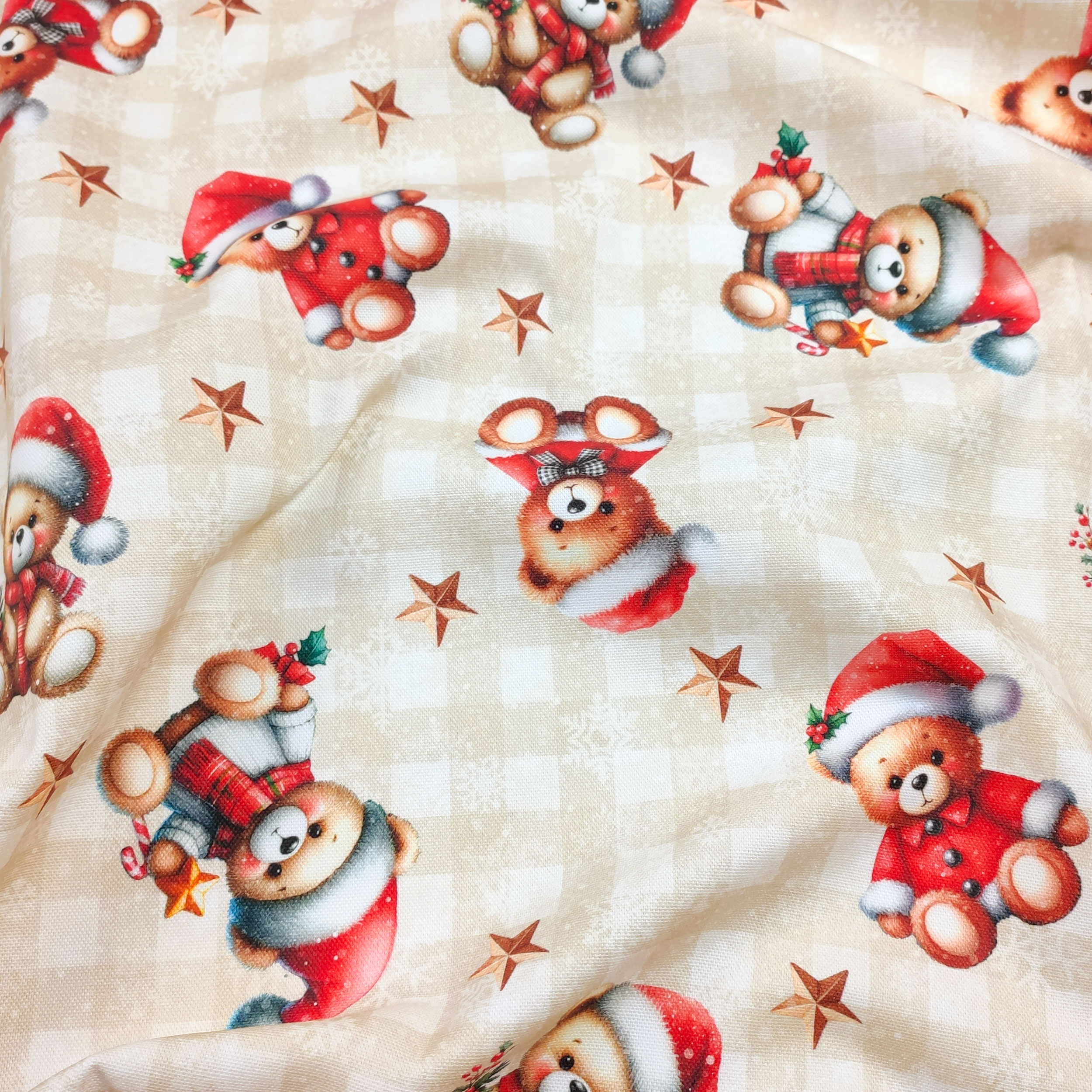 Tessuto Panama Teddy Natale 