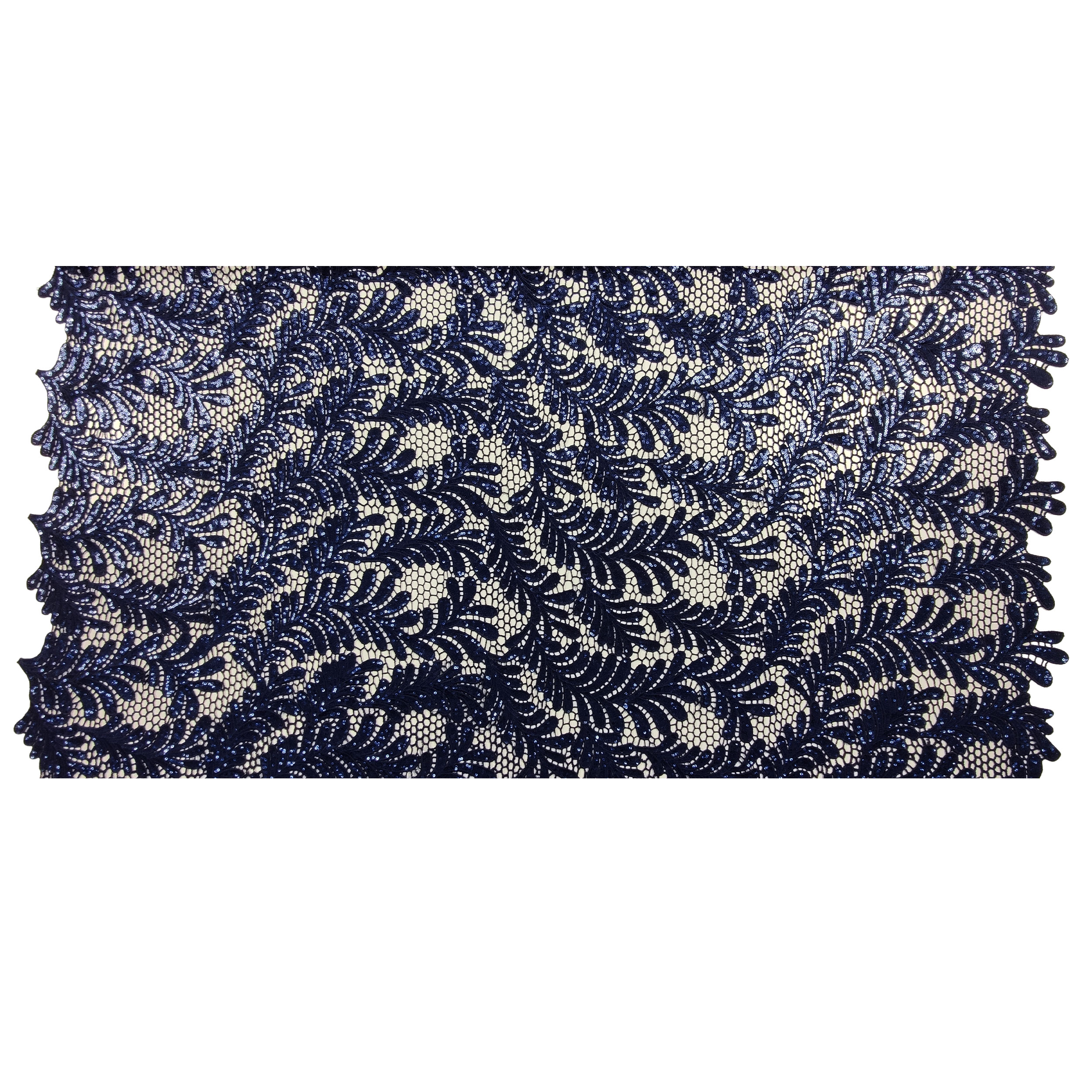 Macramè Doppio Smerlo Paillettes Blu